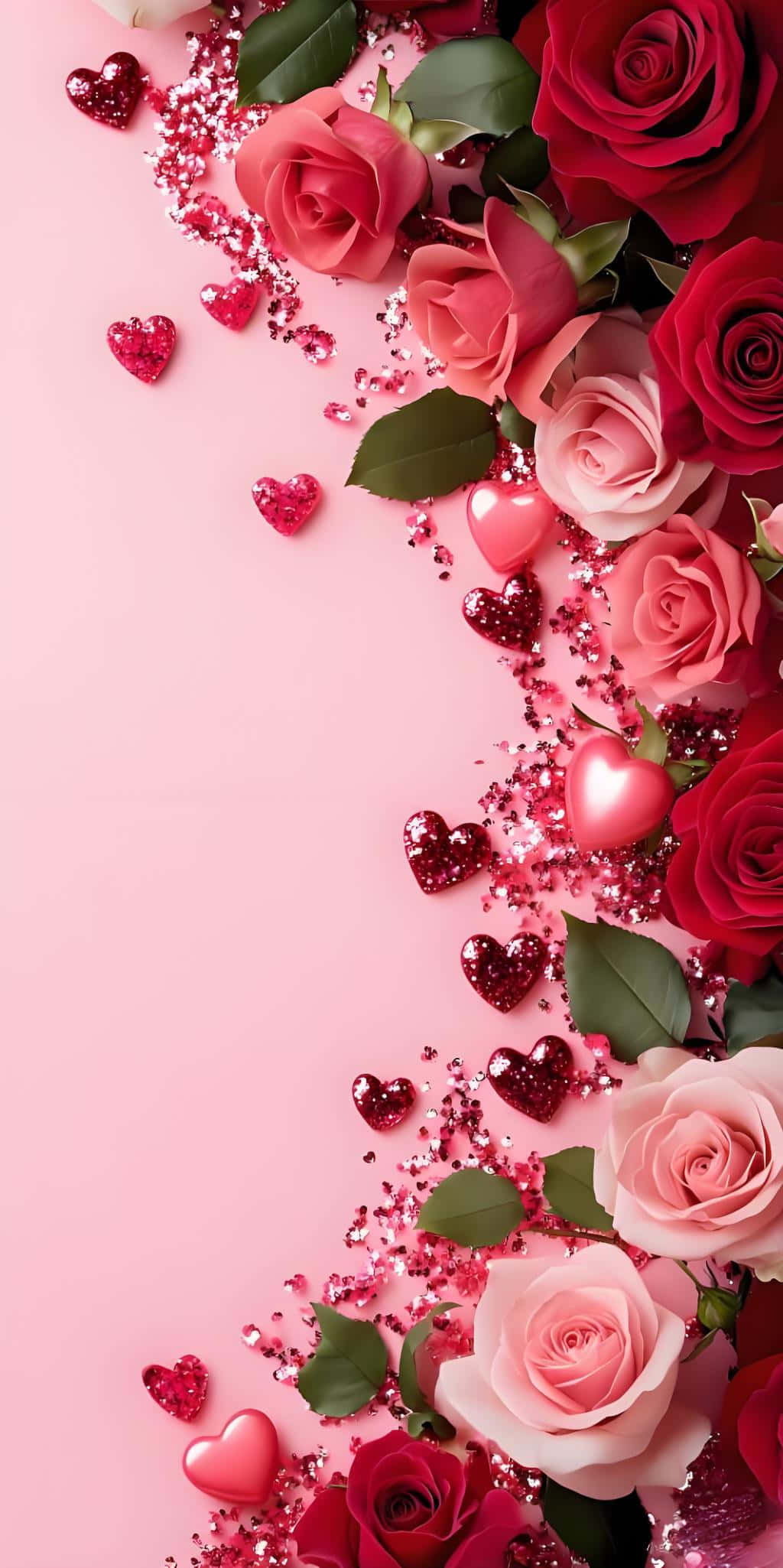 rose, heart, pink, Full HD Phone Wallpaper