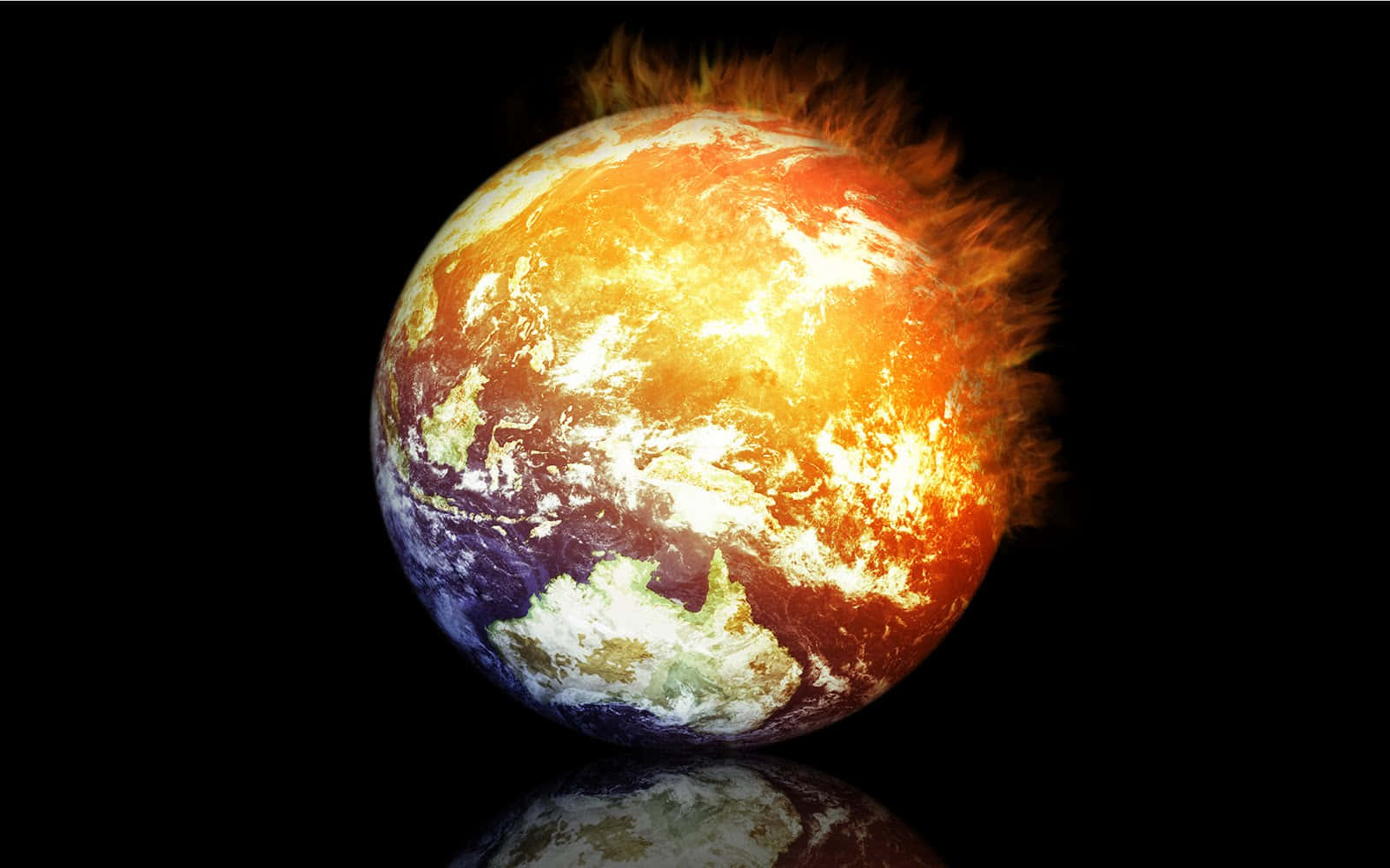 Global Warming, fiery planet, molten orange, HD Desktop Wallpaper