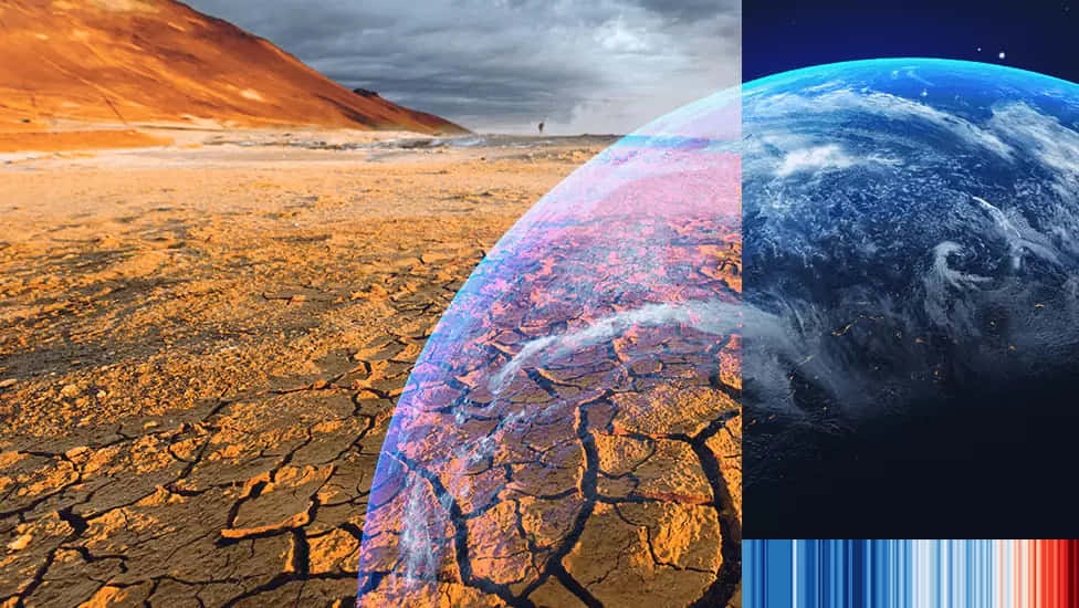melting icecaps, scorching sunlight, cracked desert planet, SD Desktop Wallpaper