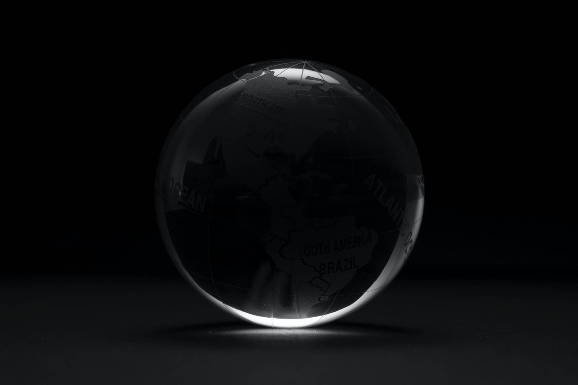 shiny globe, black tablet, transparent glass globe, Full HD Desktop Wallpaper