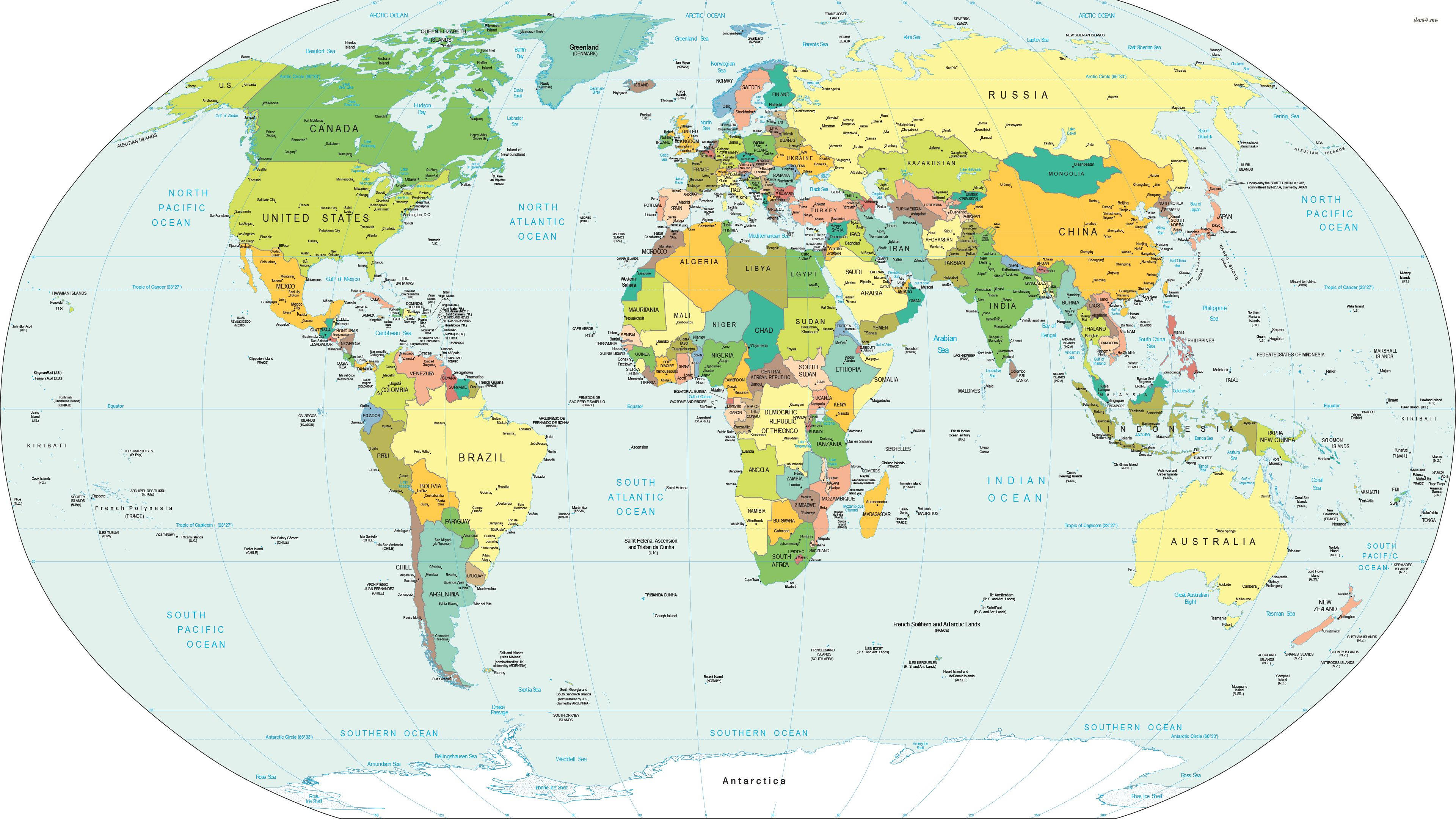 Elliptical World Map, political world map, continents labeled, 4K Desktop Wallpaper