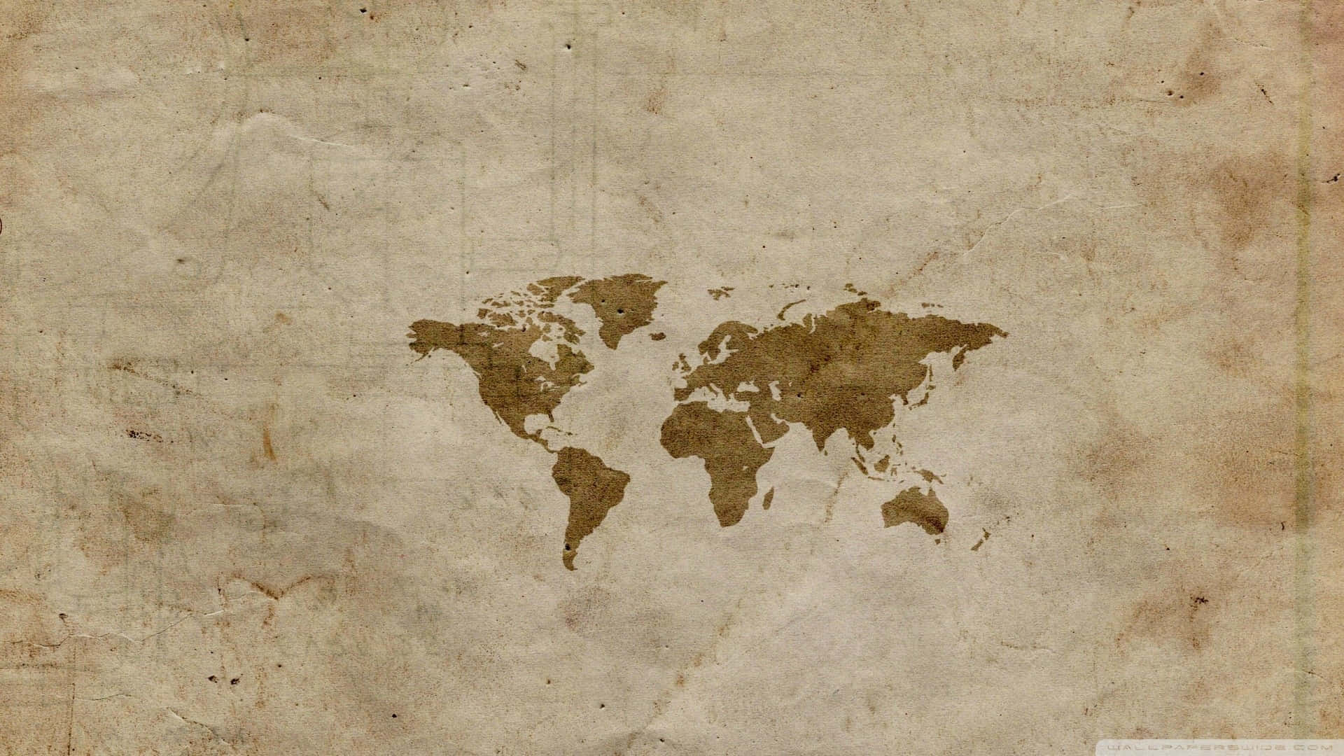 world map, earthy brown, textured aged parchment, Full HD Desktop Wallpaper