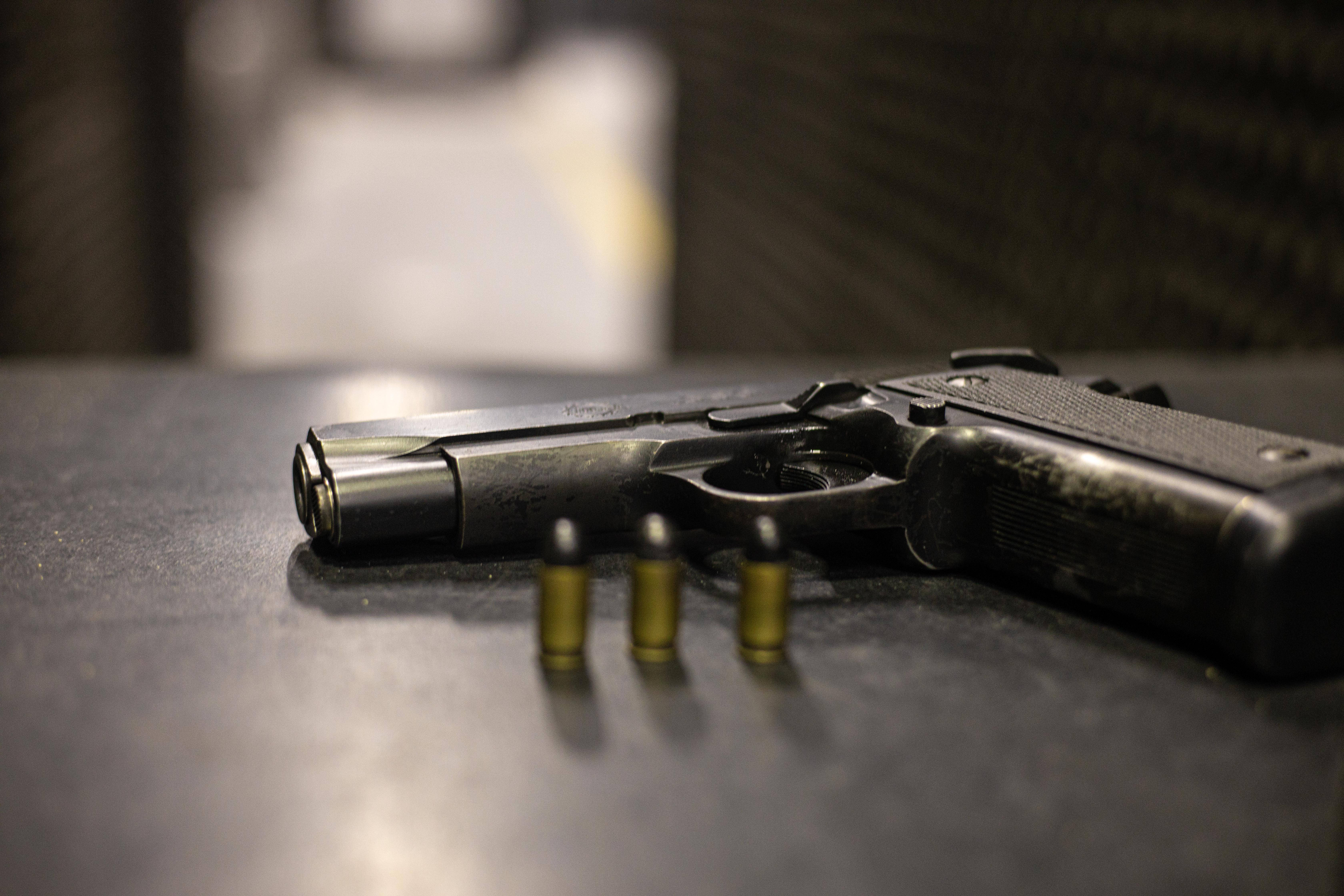 Glock, three bullet rounds, brass bullets, 5K Desktop Wallpaper