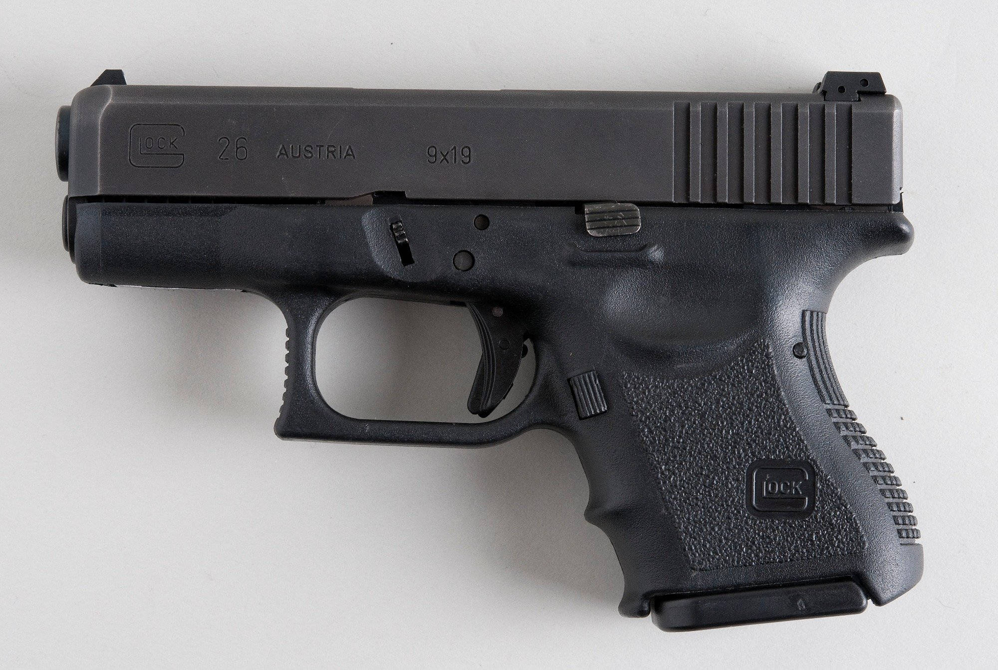 Glock 26, black, textured grip, Full HD Desktop Wallpaper
