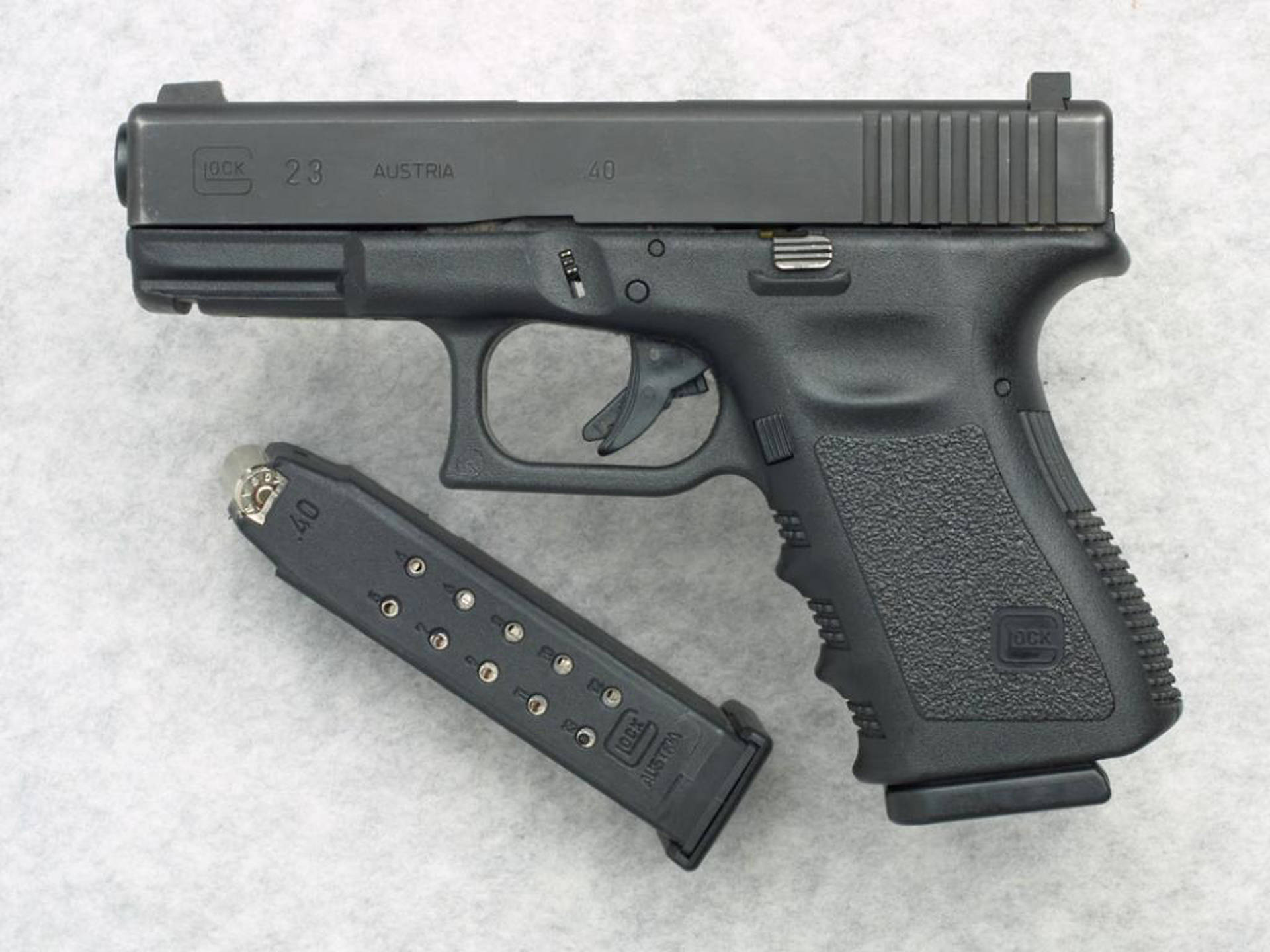 Glock 23, black, white marble, Full HD Desktop Wallpaper