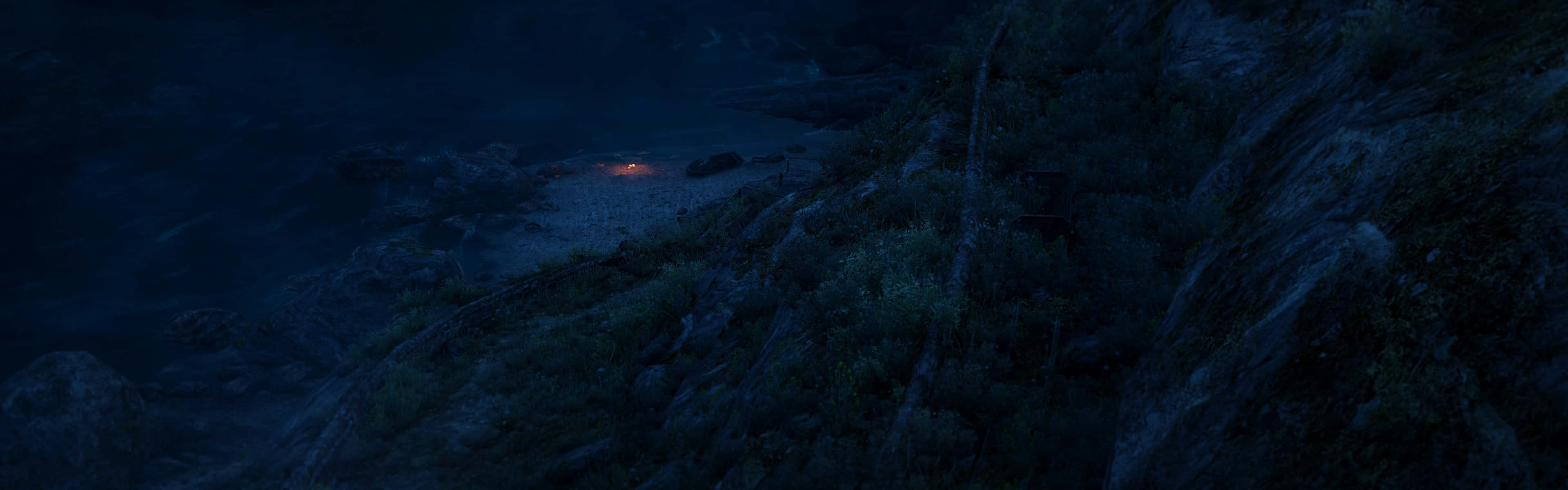 Gloomy Forest, dark mountain valley, night, 4K Desktop Wallpaper