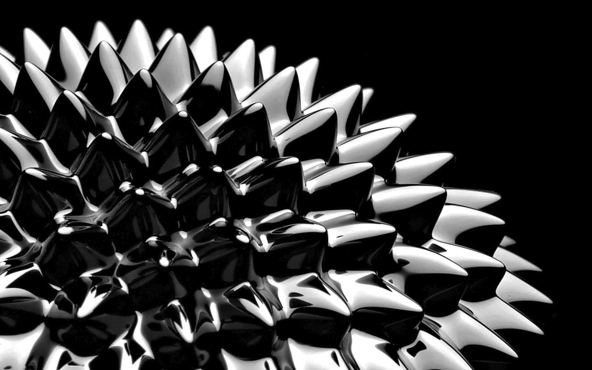 glossy black, spiked ball, black and white, Full HD Desktop Wallpaper
