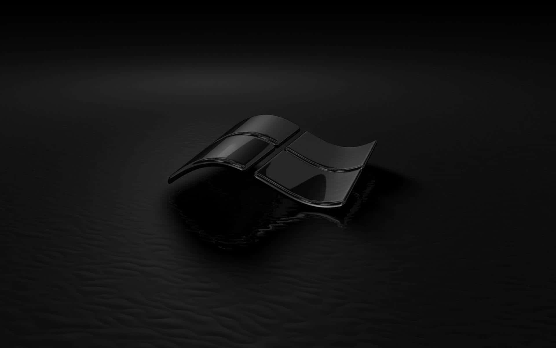 glossy black, Windows logo, dark rippling surface, Full HD Desktop Wallpaper