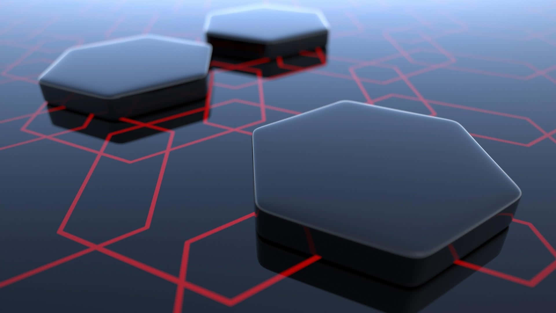 glossy black, hexagonal blocks, dark surface, Full HD Desktop Wallpaper
