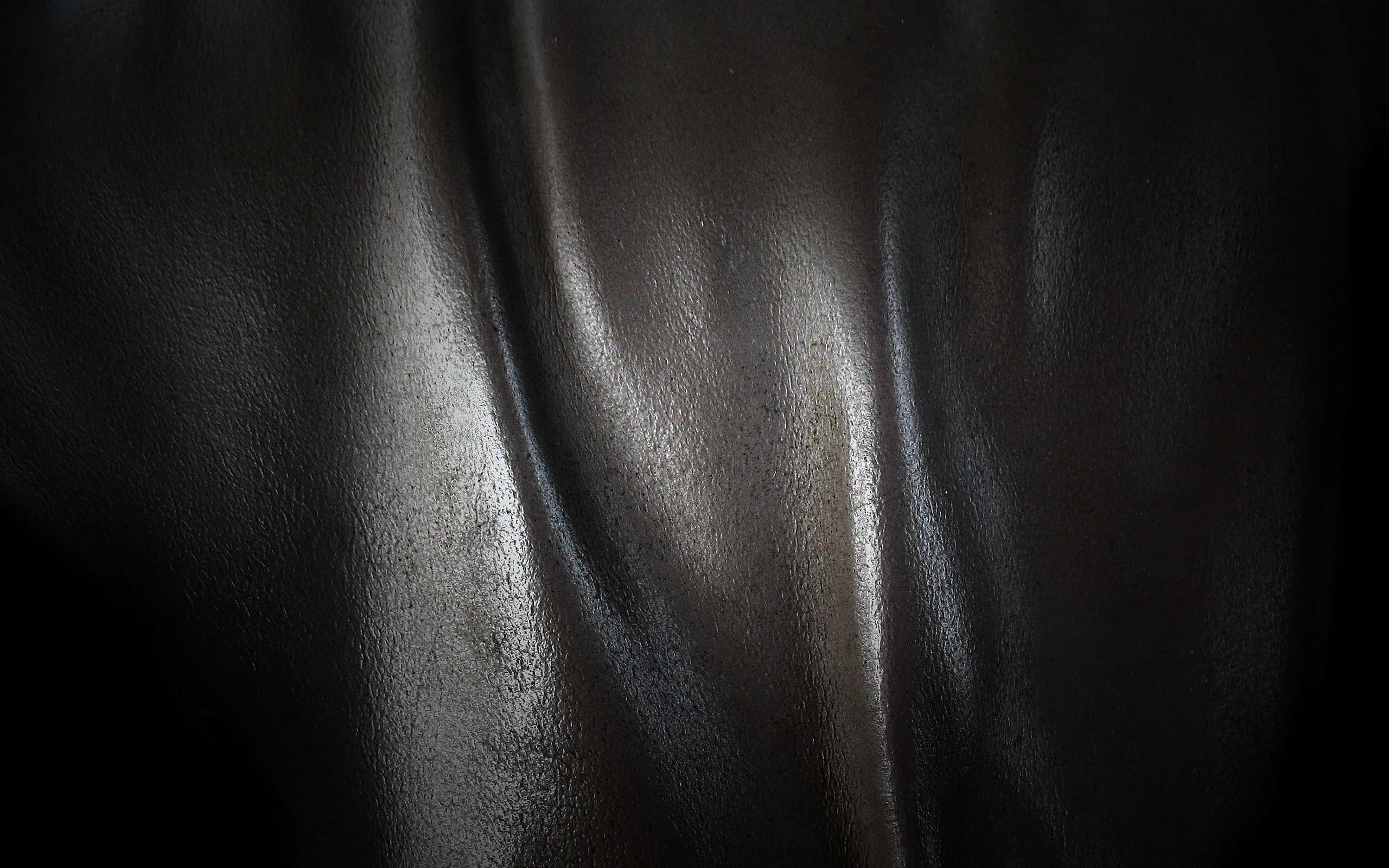 glossy black, leather fabric texture, soft folds, 2K Desktop Wallpaper