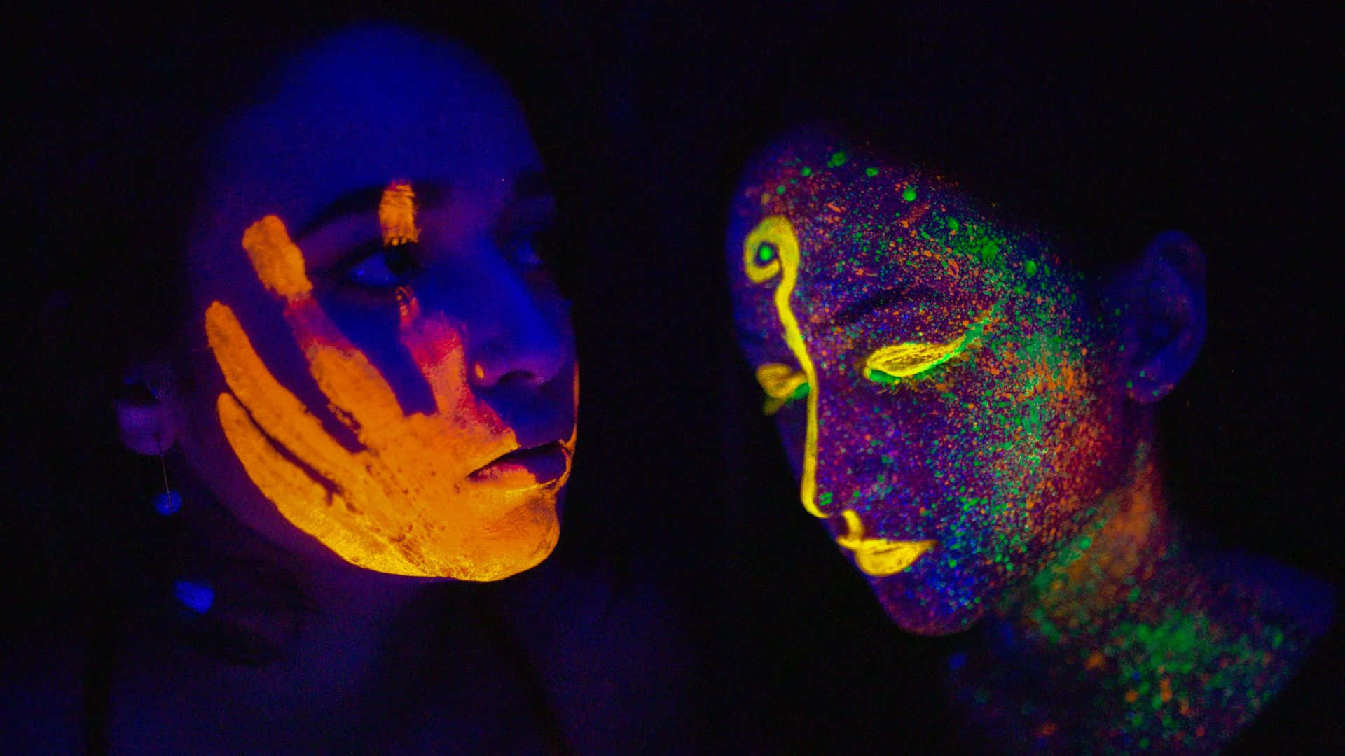 glow in the dark, fluent fluorescent paint, blacklight, Full HD Desktop Wallpaper