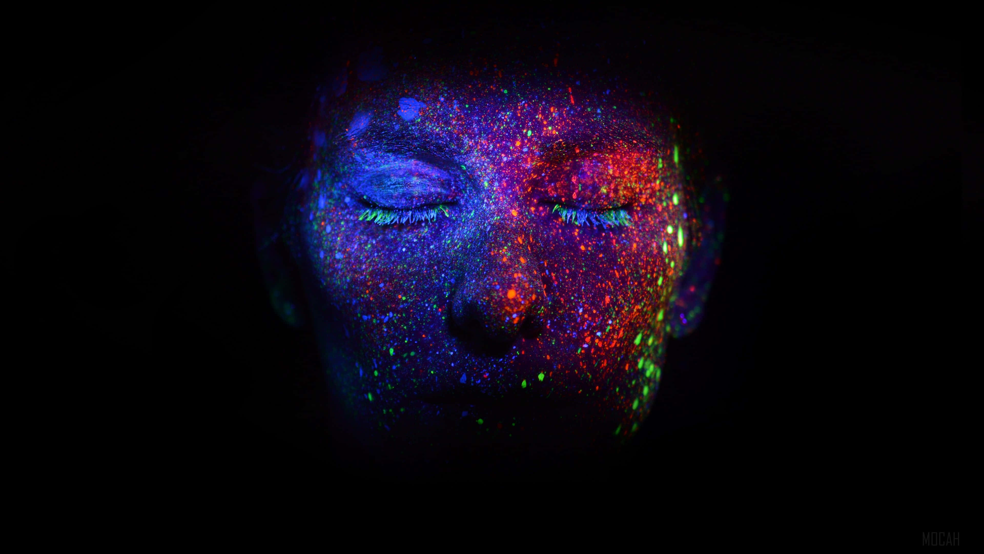 ultraviolet dots, glowing neon glitter, blacklight, 4K Desktop Wallpaper