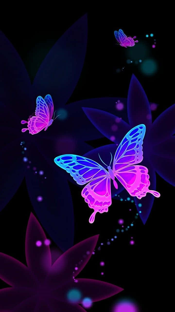 cute purple butterfly, glow in the dark, neon butterflies, HD Phone Wallpaper