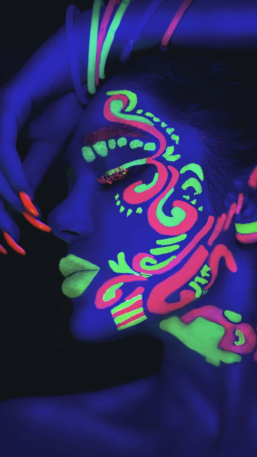 neon pink, neon green, blacklight, Full HD Phone Wallpaper