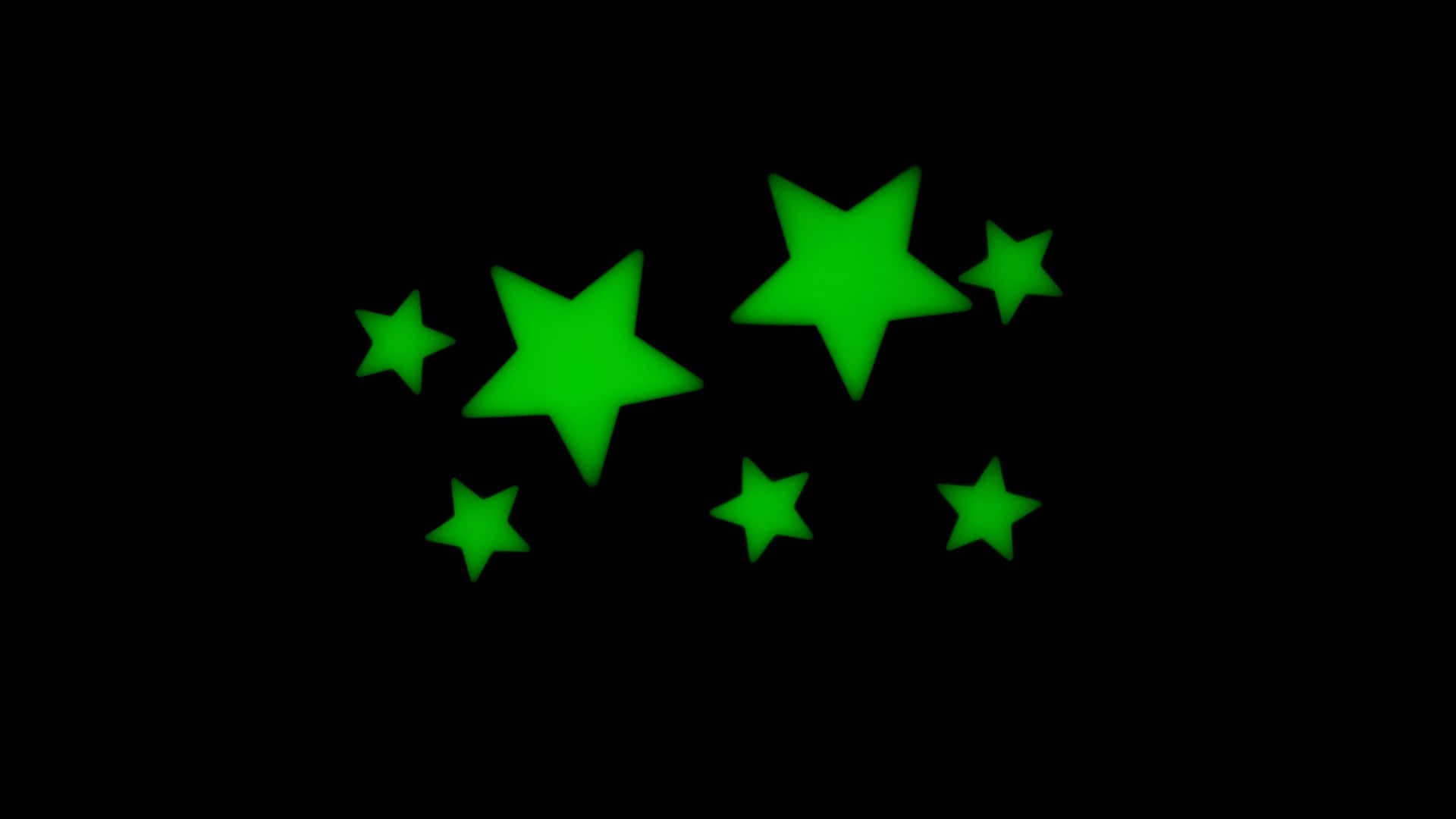 Glow In The Dark, vibrant green glowing stars, pitch black background, Full HD Desktop Wallpaper