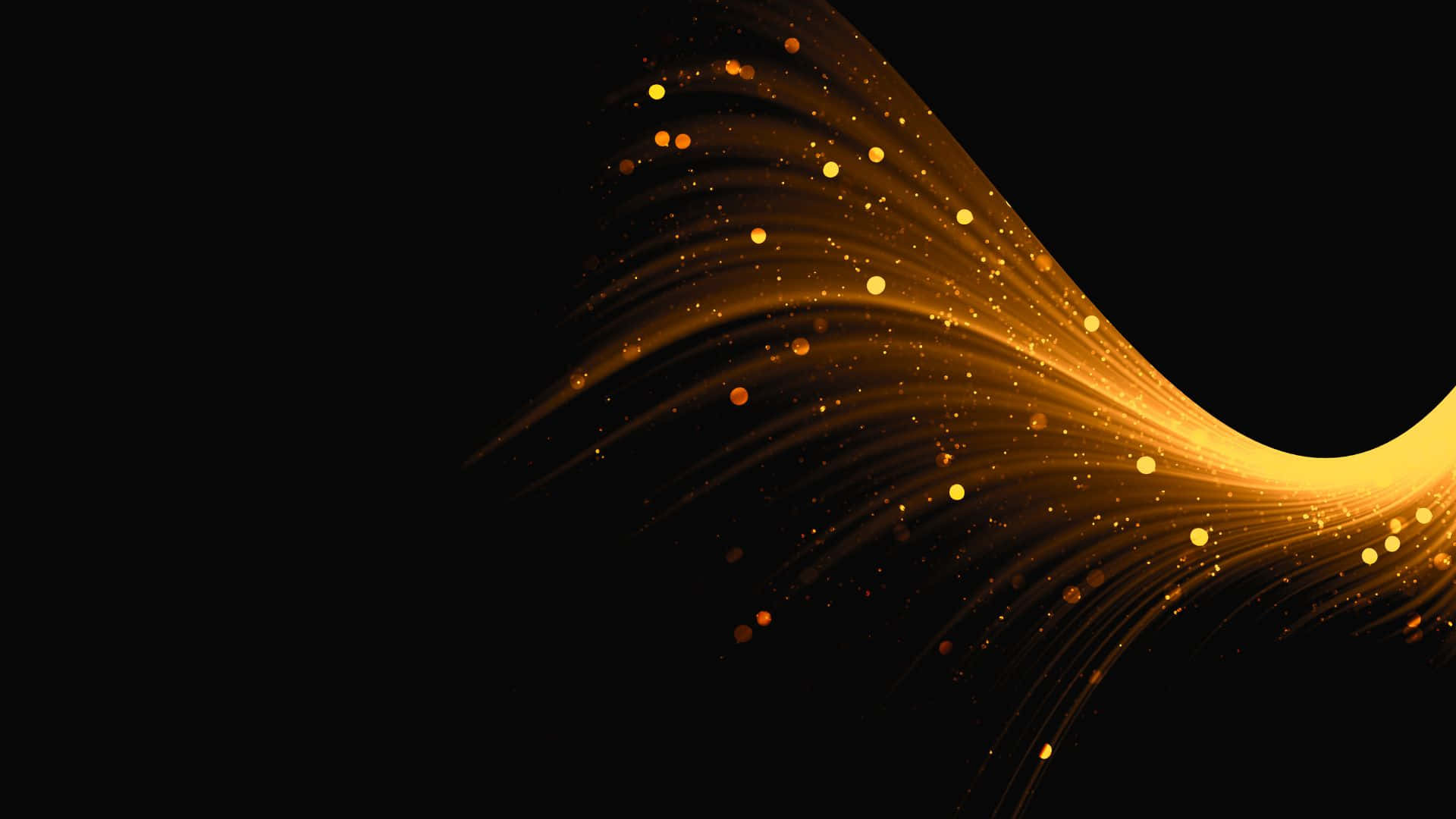 glow in the dark, golden wave, glowing particles, Full HD Desktop Wallpaper