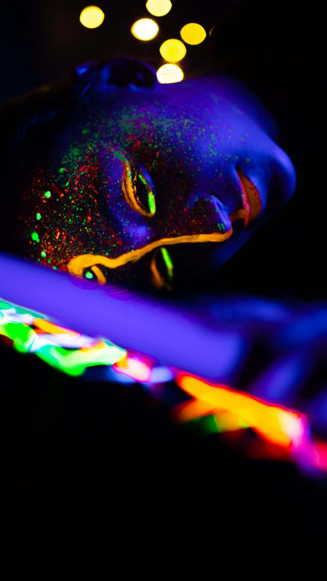 neon makeup, blacklight, colorful lights, Full HD Phone Wallpaper