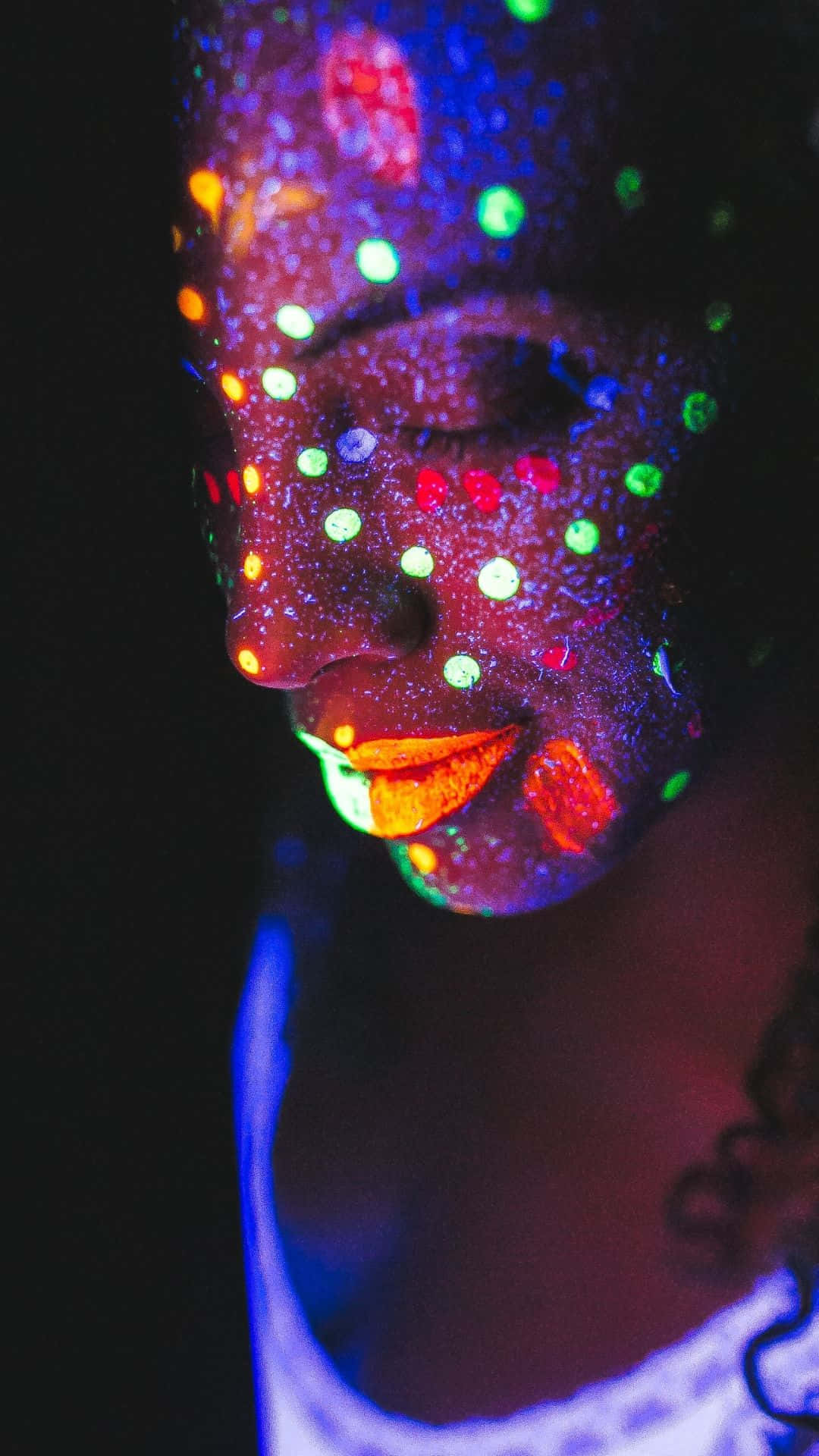 glowing path, magical forest, vibrant neon dots, Full HD Phone Wallpaper