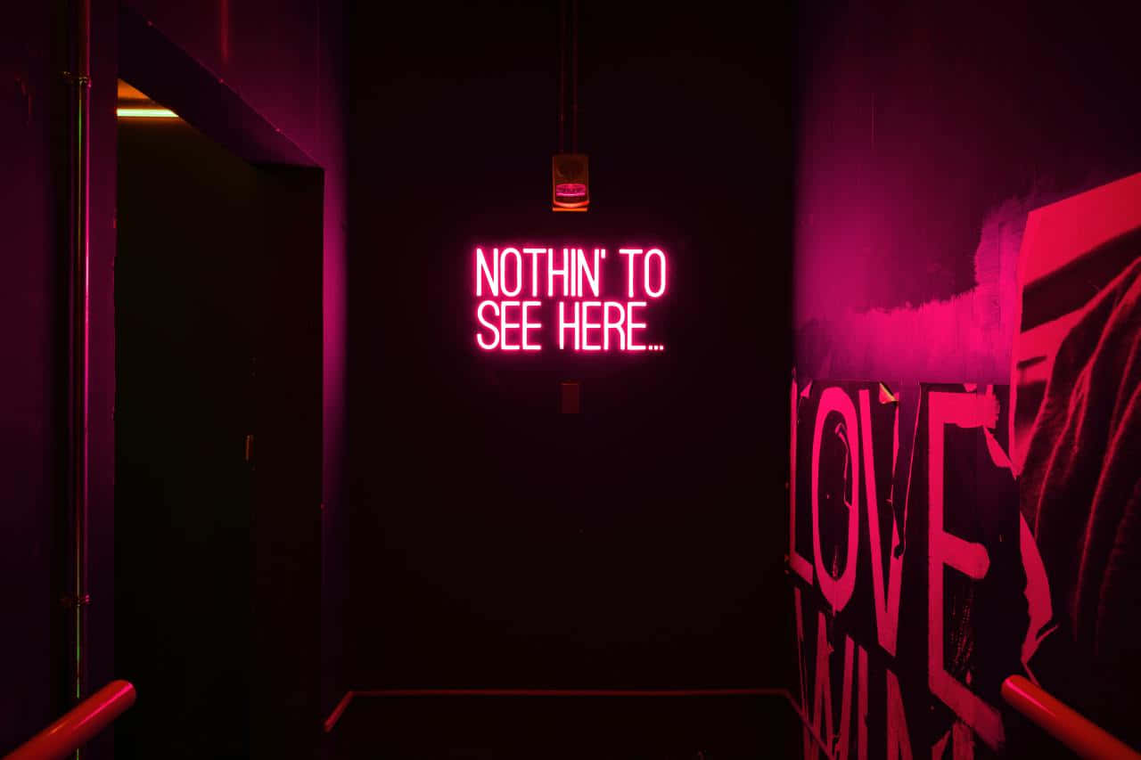 neon sign, nothin' to see here, magenta light, HD Desktop Wallpaper