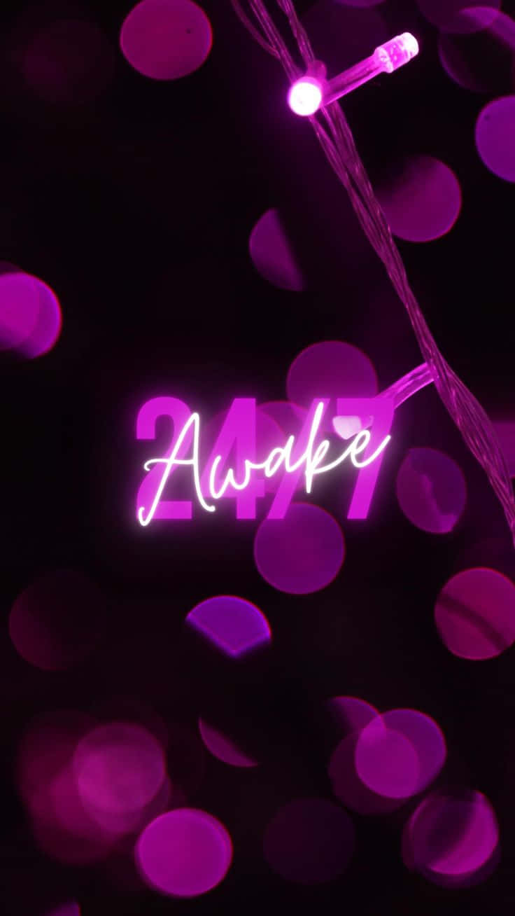 Neon pink, 247 Awake, dark background, HD Phone Wallpaper