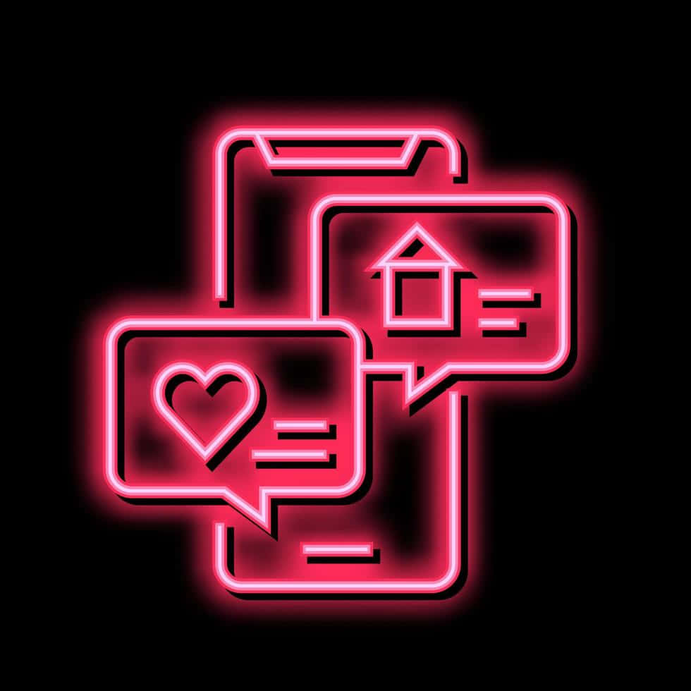neon pink, speech bubbles, heart house symbol, SD Desktop Wallpaper