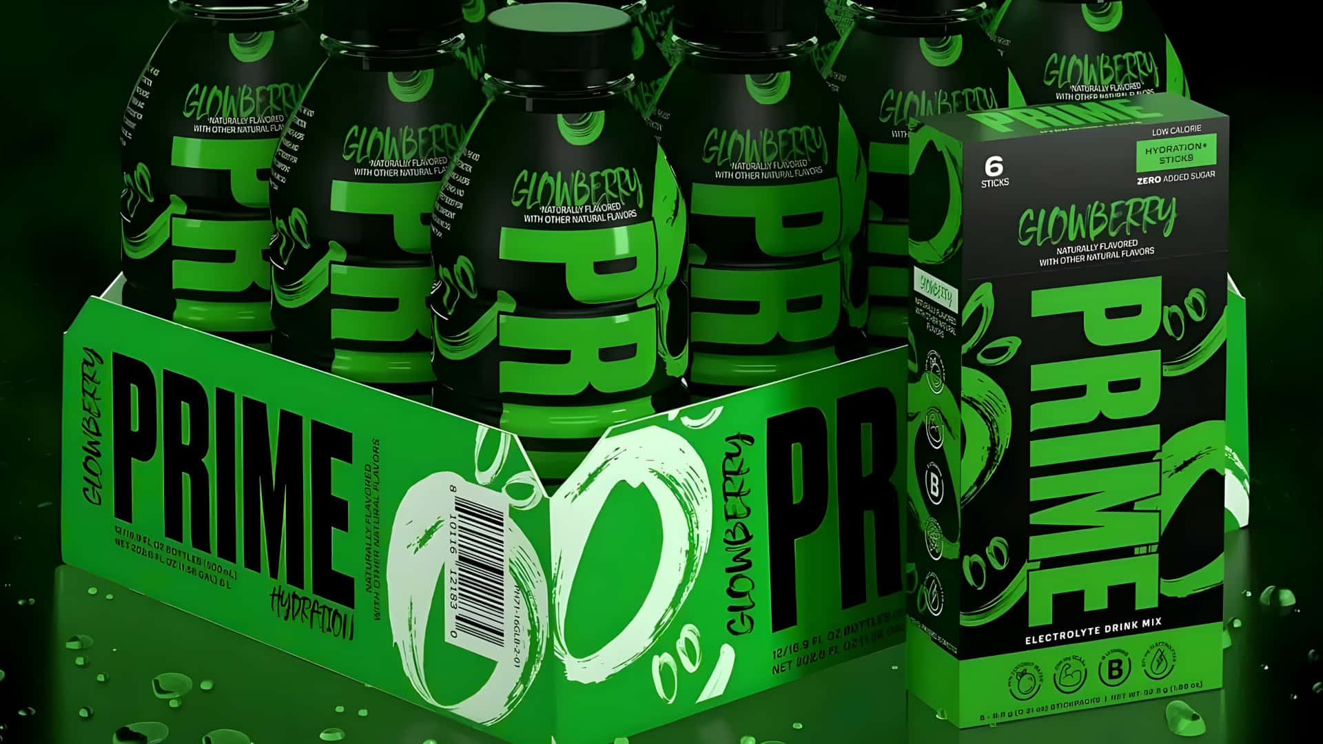 Glowberry Prime, energy drink, bottles, Full HD Desktop Wallpaper