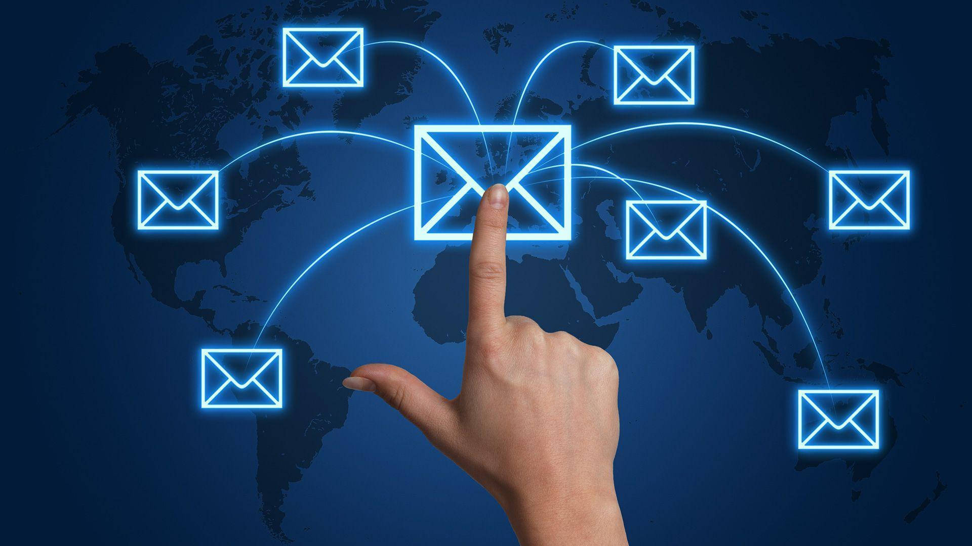 Gmail, glowing email icon, blue lines, Full HD Desktop Wallpaper
