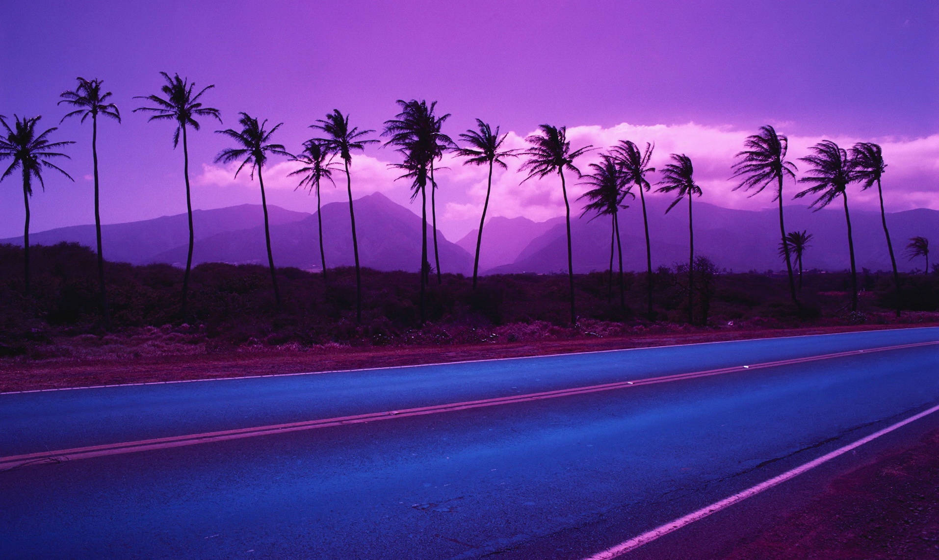 Gmail, purple road, glowing blue highway, HD Desktop Wallpaper