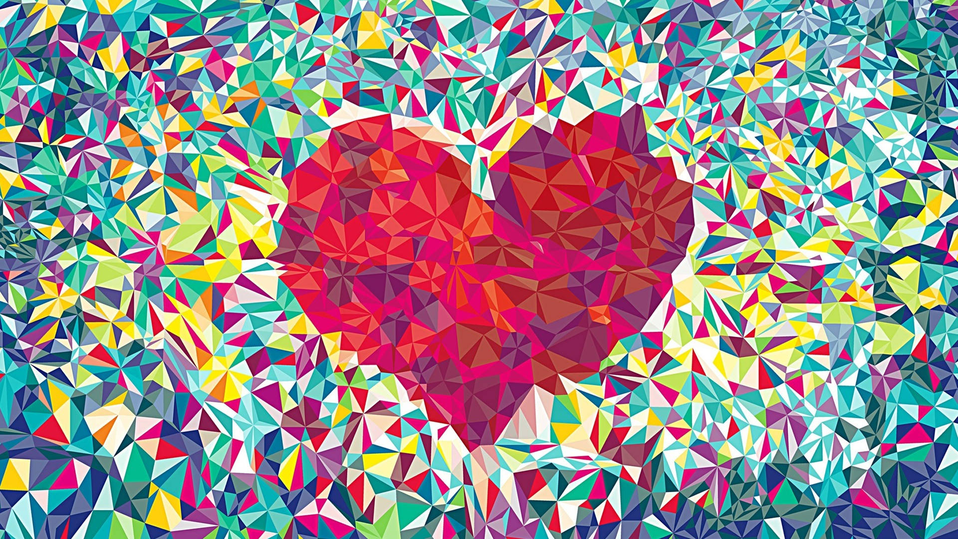 Gmail, heart, red triangles, Full HD Desktop Wallpaper