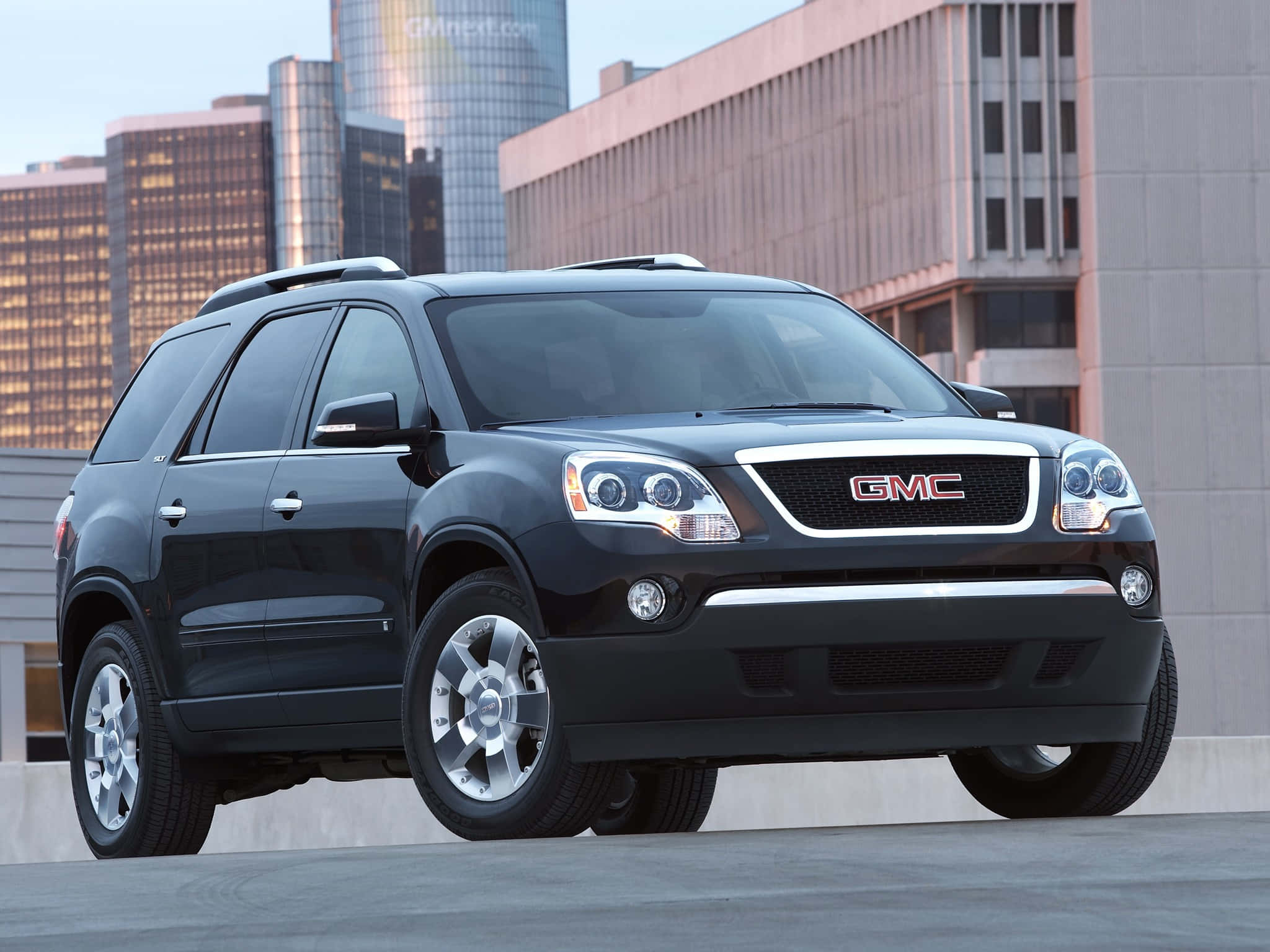 GMC Acadia, black, city rooftop, Full HD Desktop Wallpaper