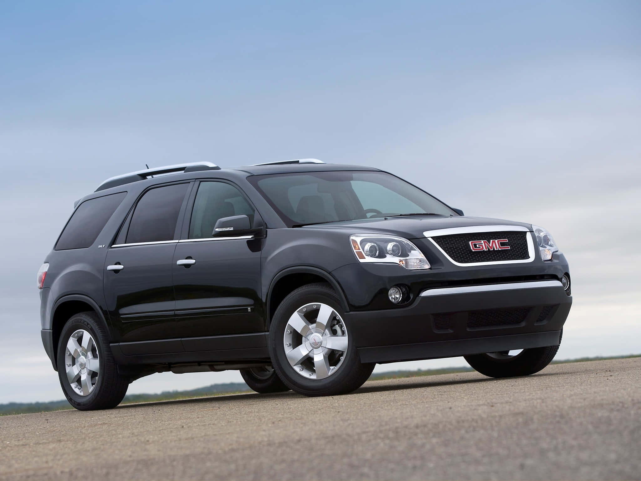 GMC Acadia, black, paved road, Full HD Desktop Wallpaper