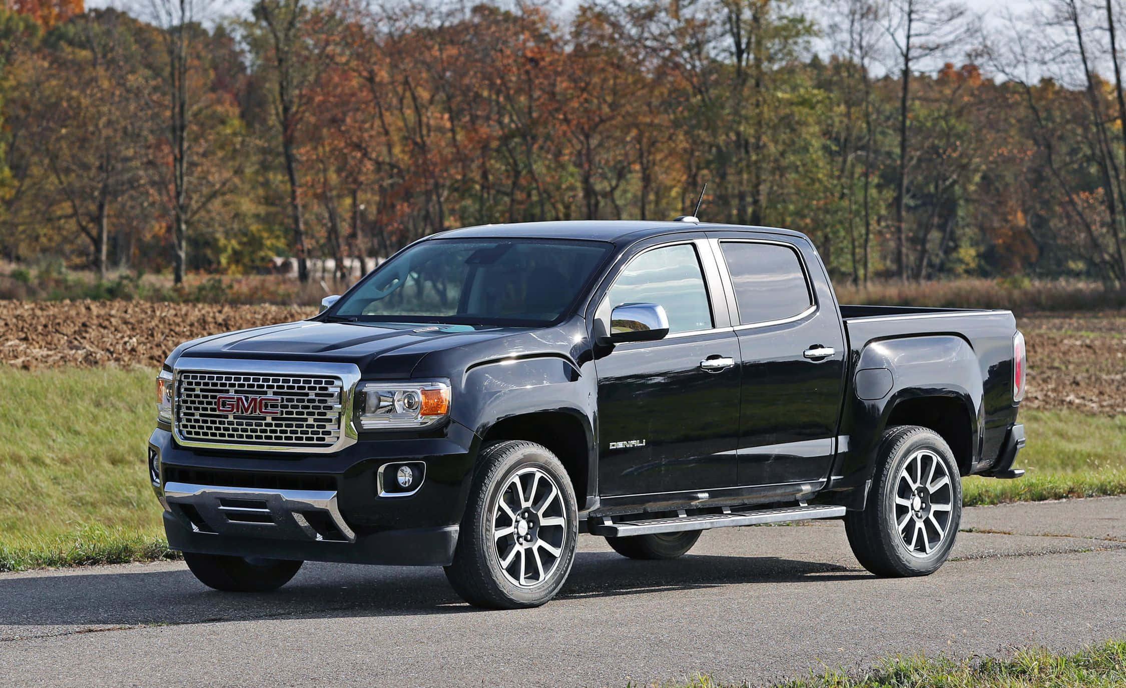 GMC Canyon, black, paved road, Full HD Desktop Wallpaper