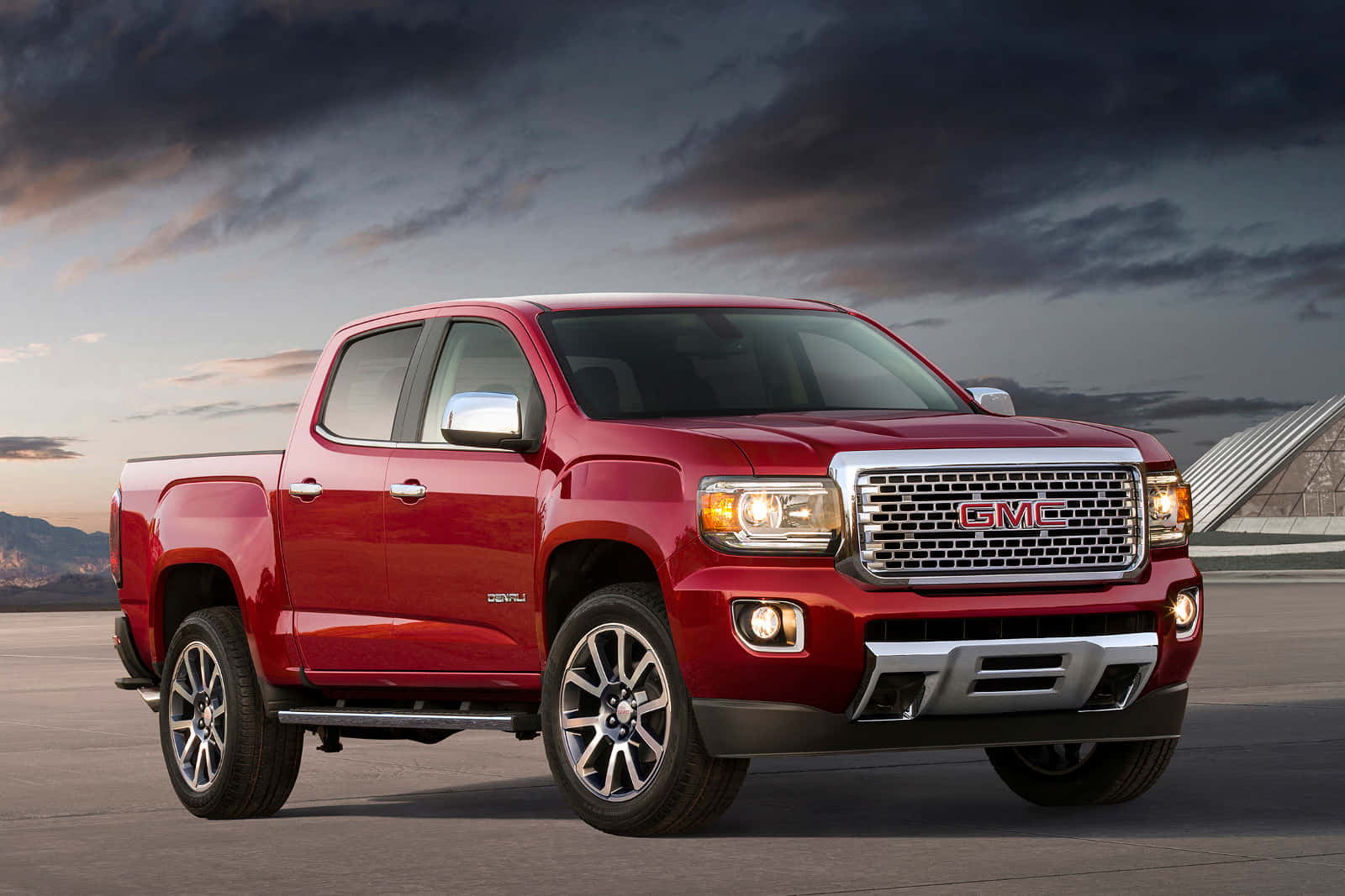 GMC Canyon, glossy red, paved surface, HD Desktop Wallpaper