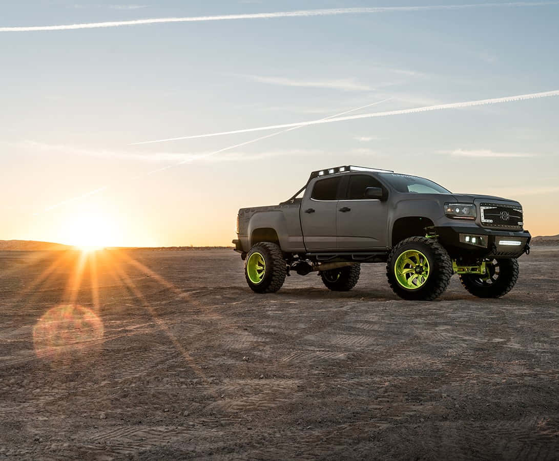 GMC Canyon, matte gray, neon green wheels, SD Desktop Wallpaper