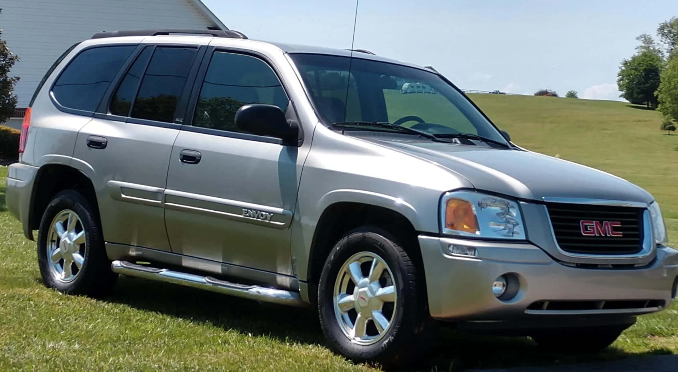 GMC Envoy, silver, grass, Full HD Desktop Wallpaper