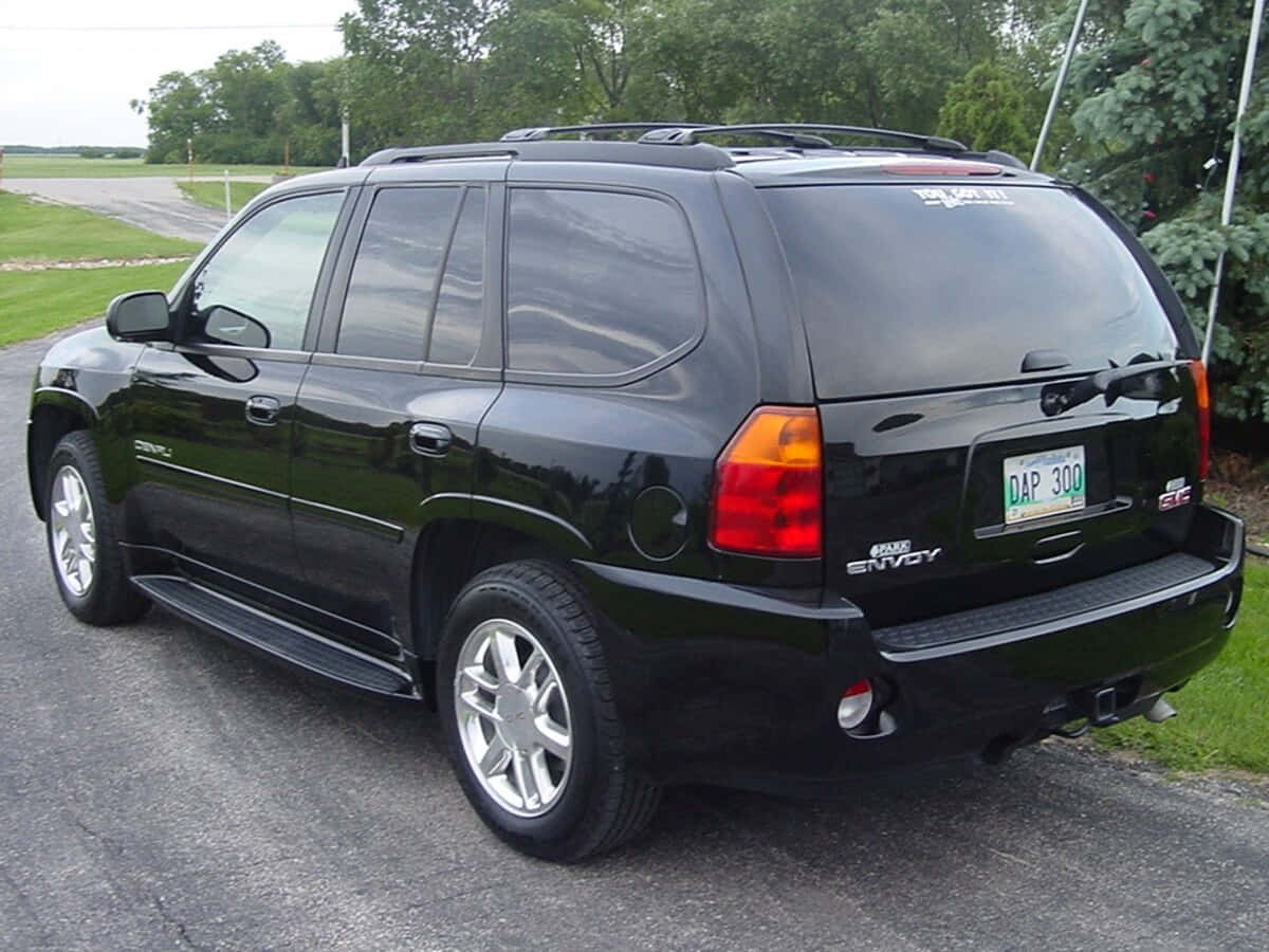 GMC Envoy, glossy black, asphalt, SD Desktop Wallpaper