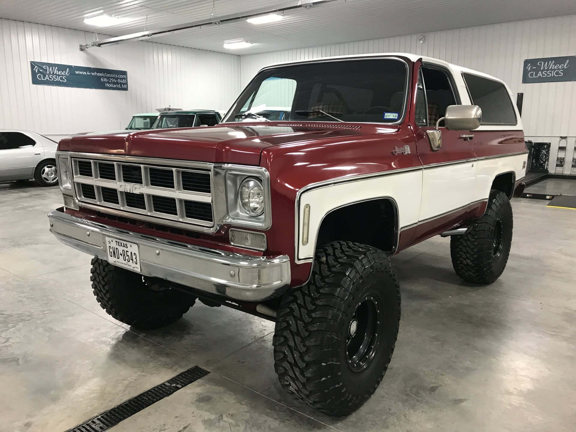 GMC Jimmy, red and white, lifted, Full HD Desktop Wallpaper