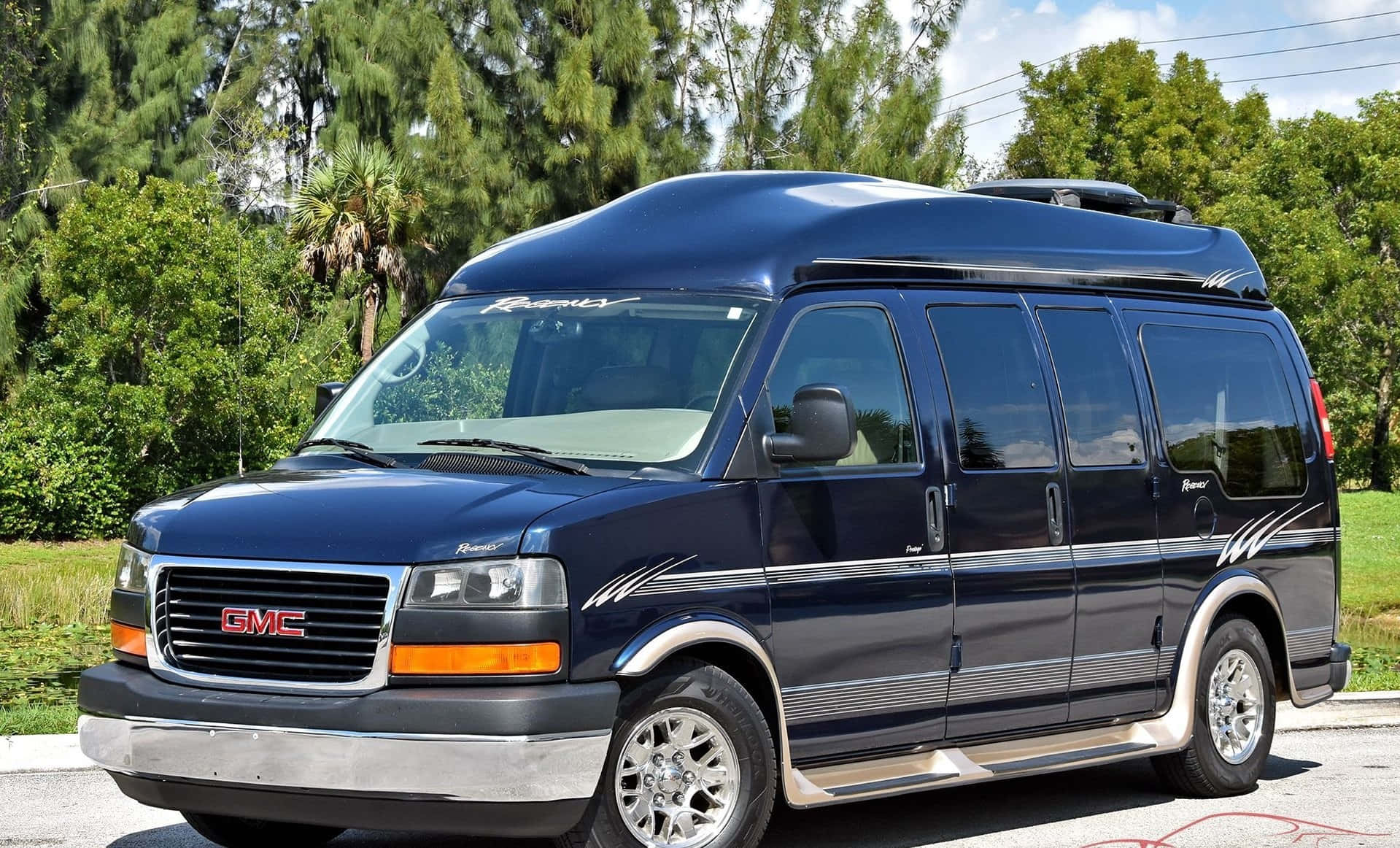 GMC Savana, dark blue, asphalt, HD Desktop Wallpaper