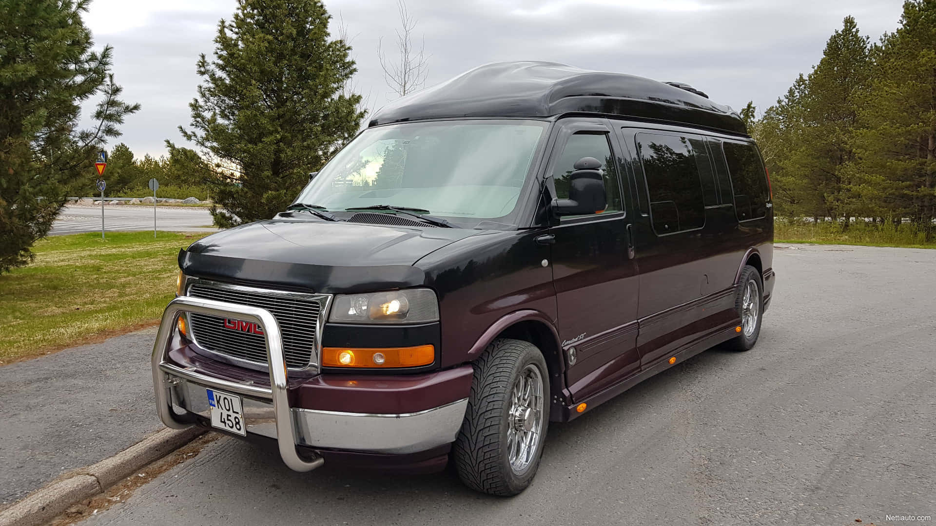 GMC Savana, maroon, chrome bumper, Full HD Desktop Wallpaper