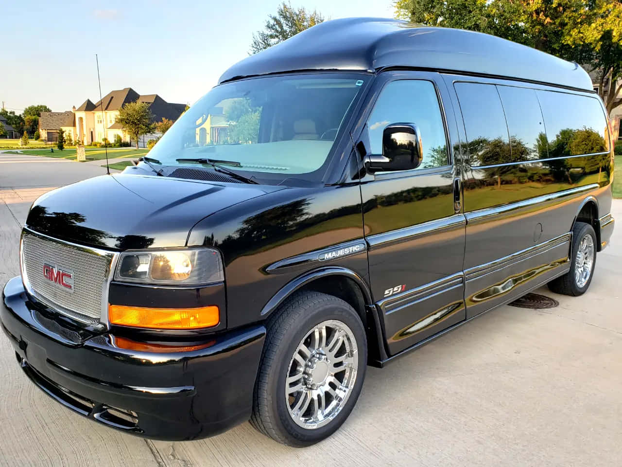 GMC Savana, glossy black, motorhome, HD Desktop Wallpaper