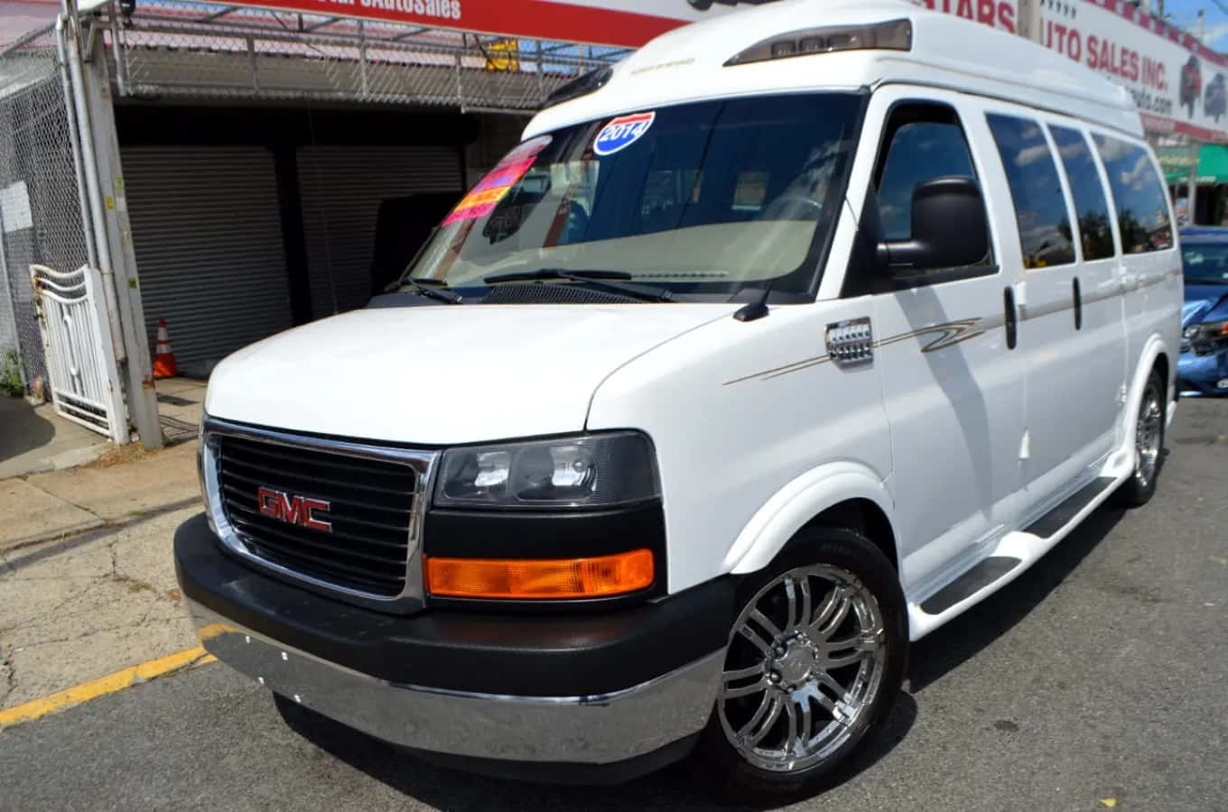 GMC Savana, white, scenic road, HD Desktop Wallpaper