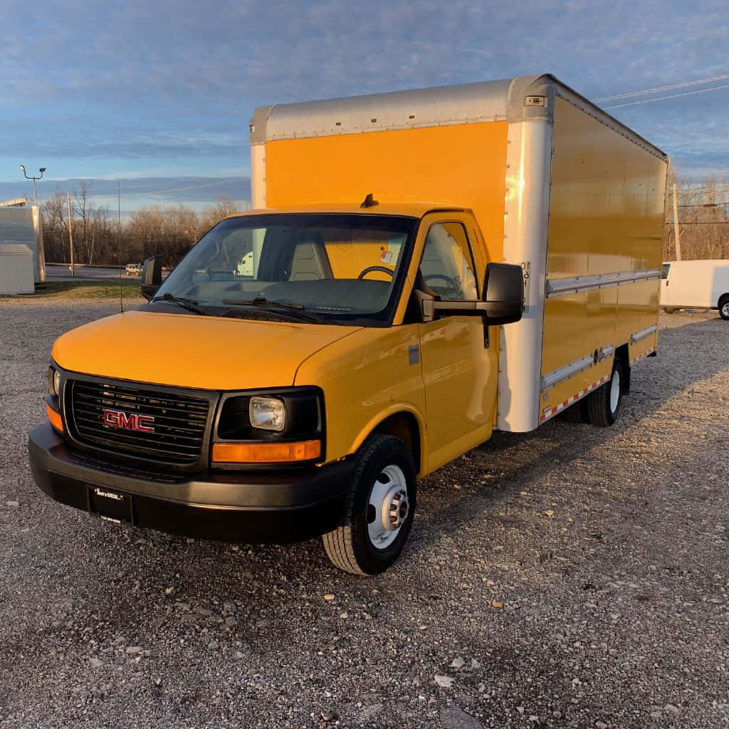 GMC Savana, bright yellow, box truck, SD Desktop Wallpaper