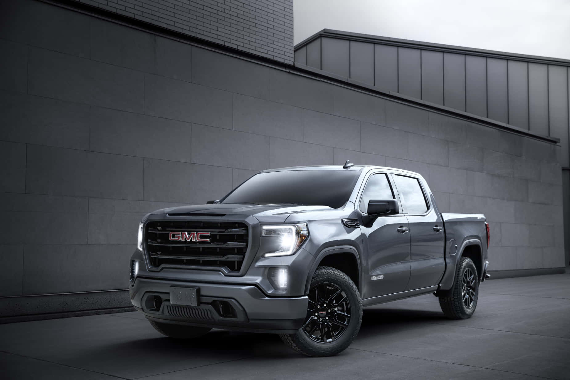GMC Sierra, gray, black wheels, HD Desktop Wallpaper
