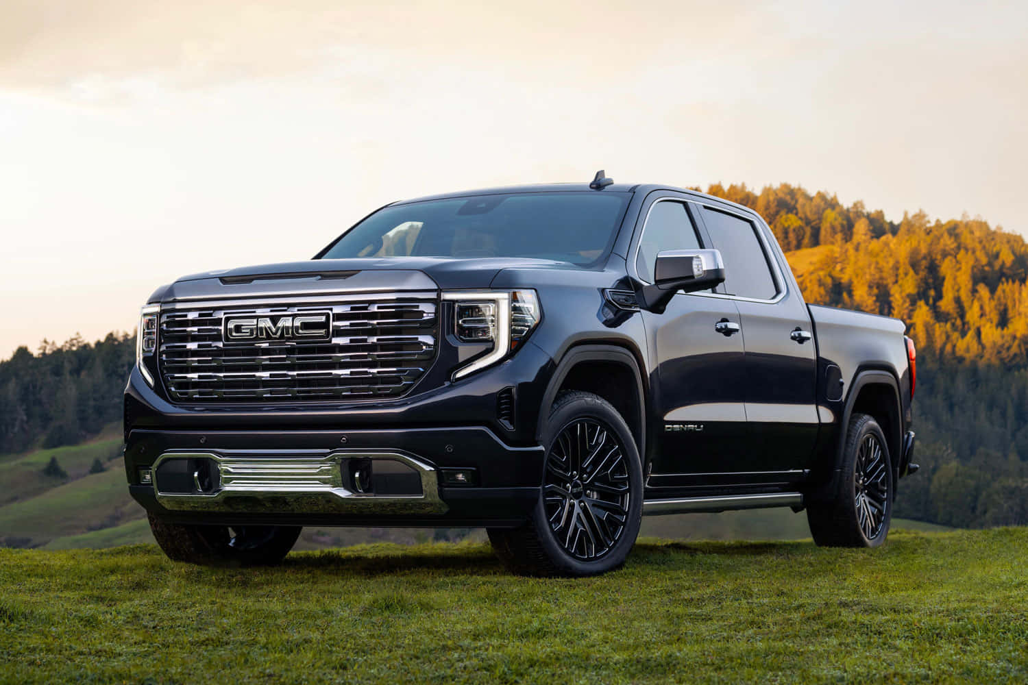 GMC Sierra 1500, black, golden forest hills, HD Desktop Wallpaper