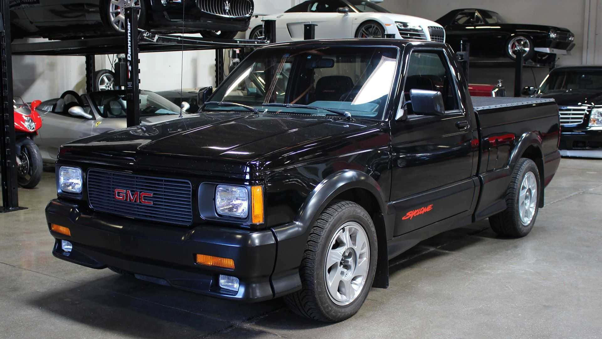 GMC Syclone, glossy black, garage, Full HD Desktop Wallpaper