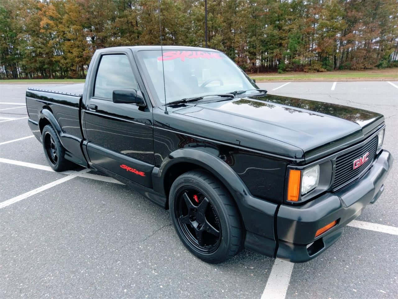 GMC Syclone, glossy black, red accents, HD Desktop Wallpaper