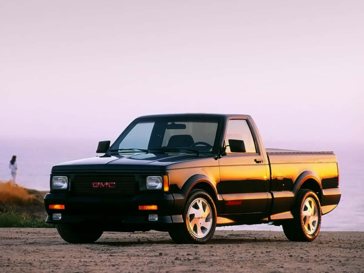 GMC Syclone, black, golden sunset, SD Desktop Wallpaper