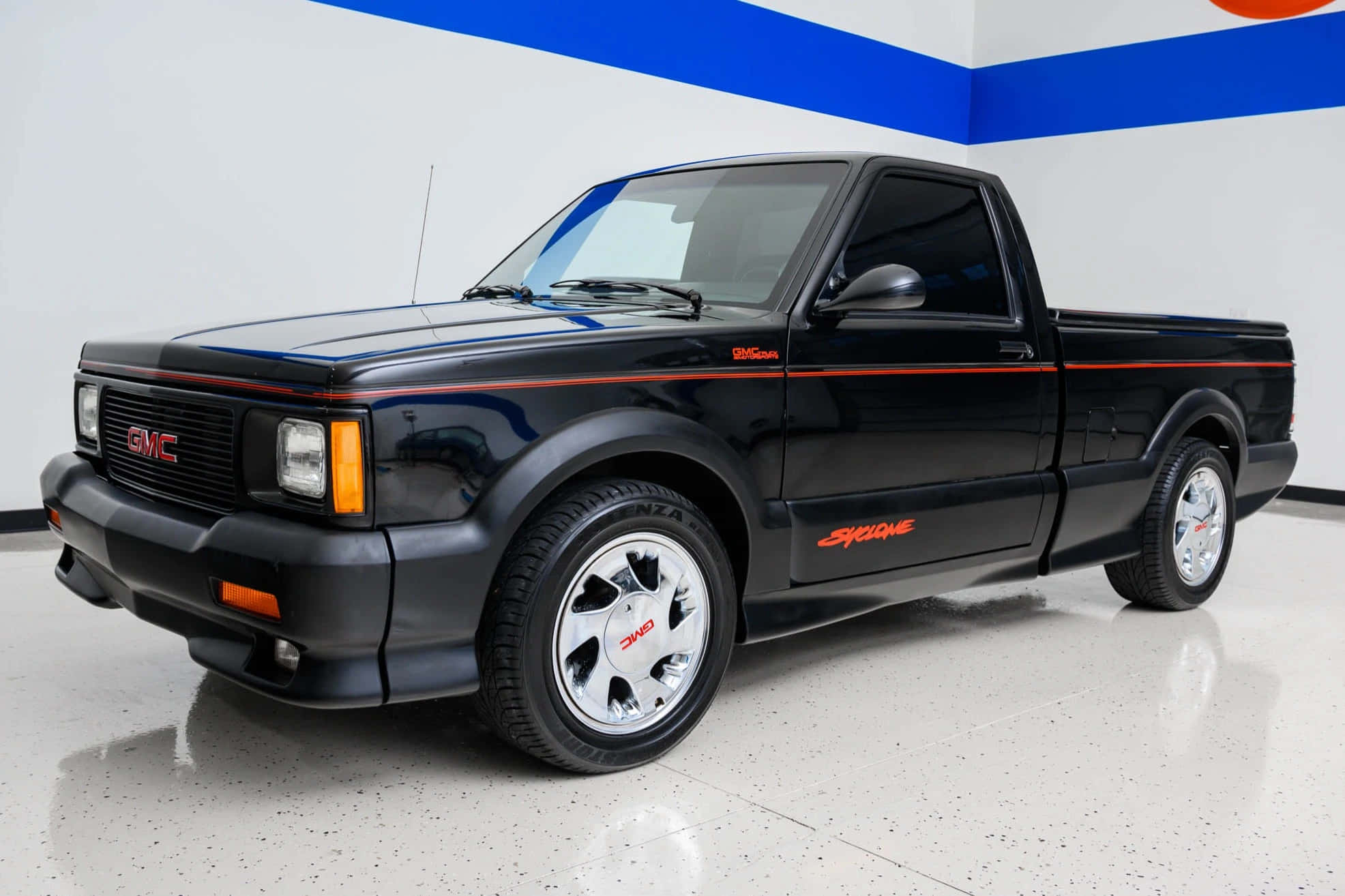 GMC Syclone, glossy black, red stripes, Full HD Desktop Wallpaper