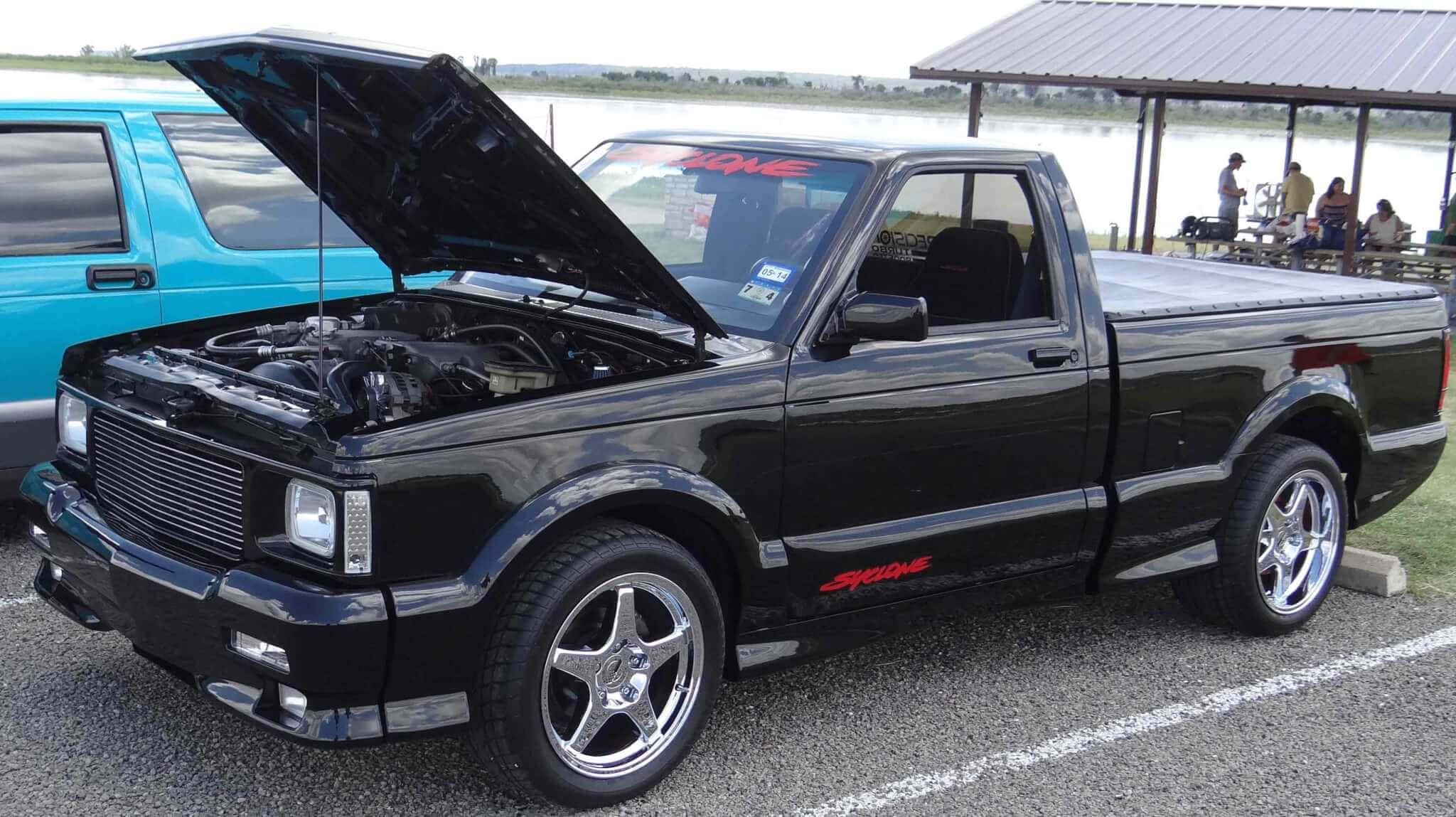 GMC Syclone, glossy black, customized pickup truck, Full HD Desktop Wallpaper