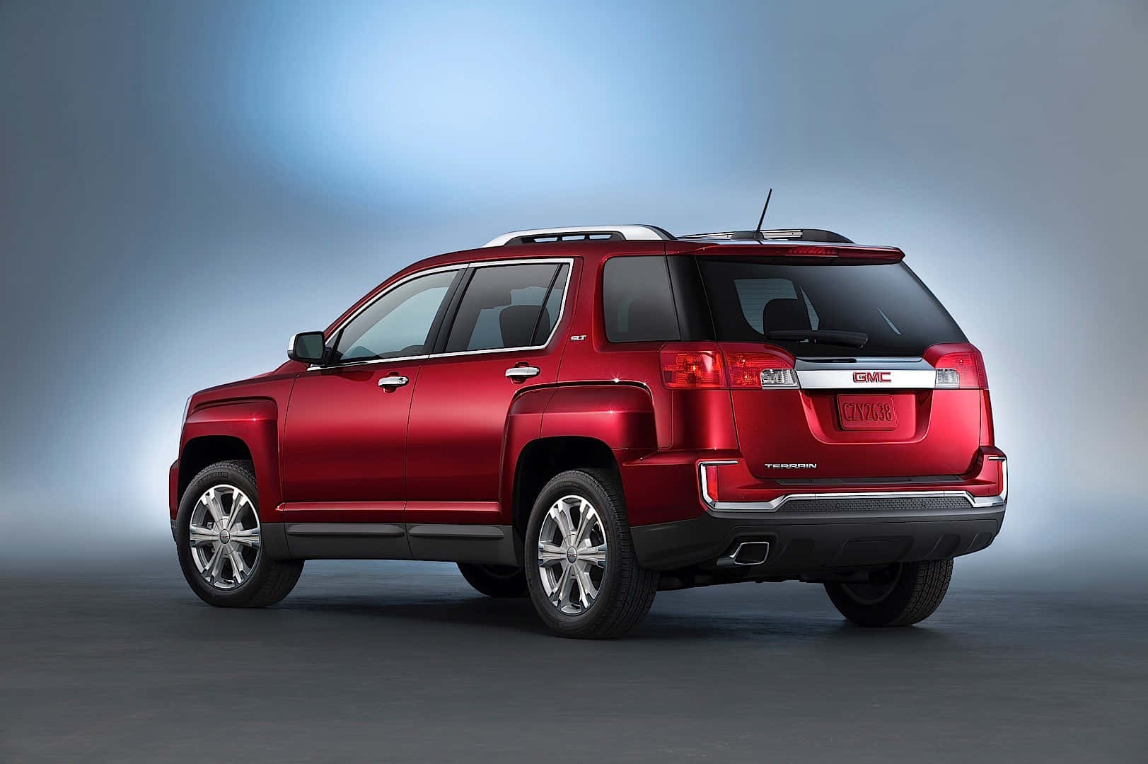 GMC Terrain, glossy red, rear three-quarter angle, HD Desktop Wallpaper